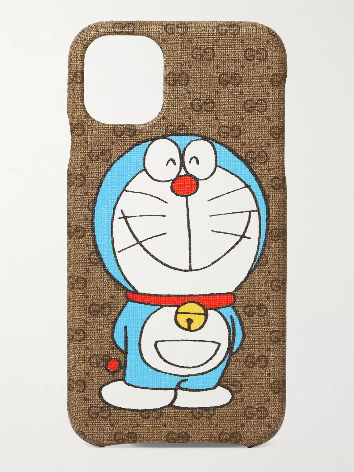 Gucci Doraemon Printed Monogrammed Coated-canvas Iphone 11 Case In Brown