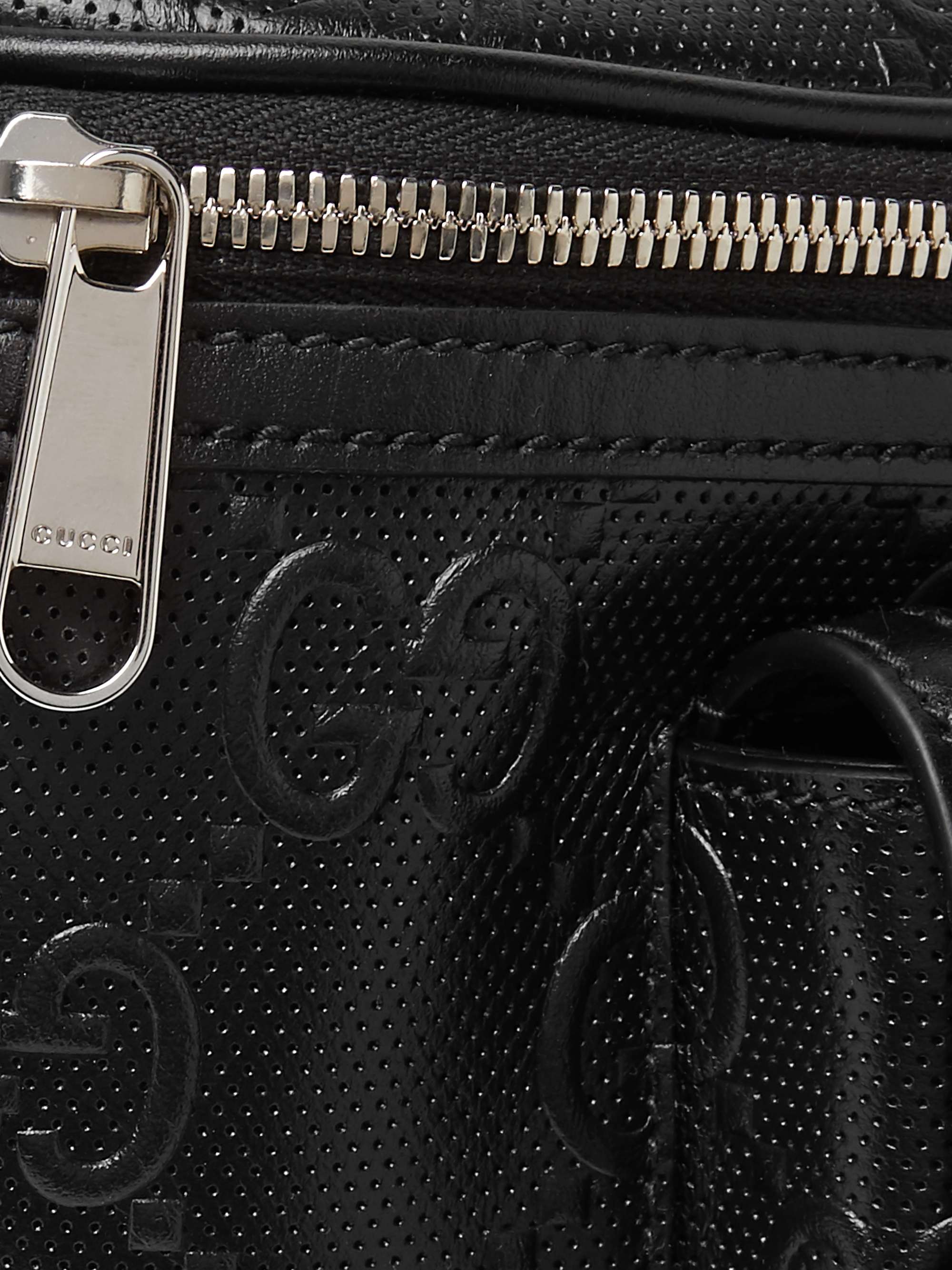 GUCCI Logo-Embossed Perforated Leather Belt Bag