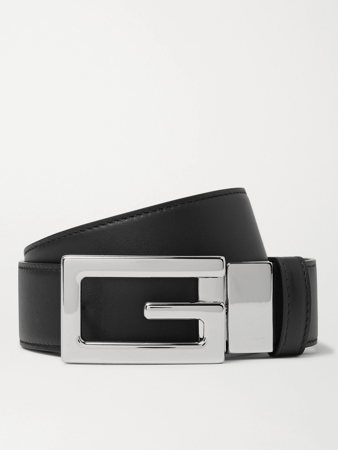 Gucci G-buckle Reversible Leather Belt In Black