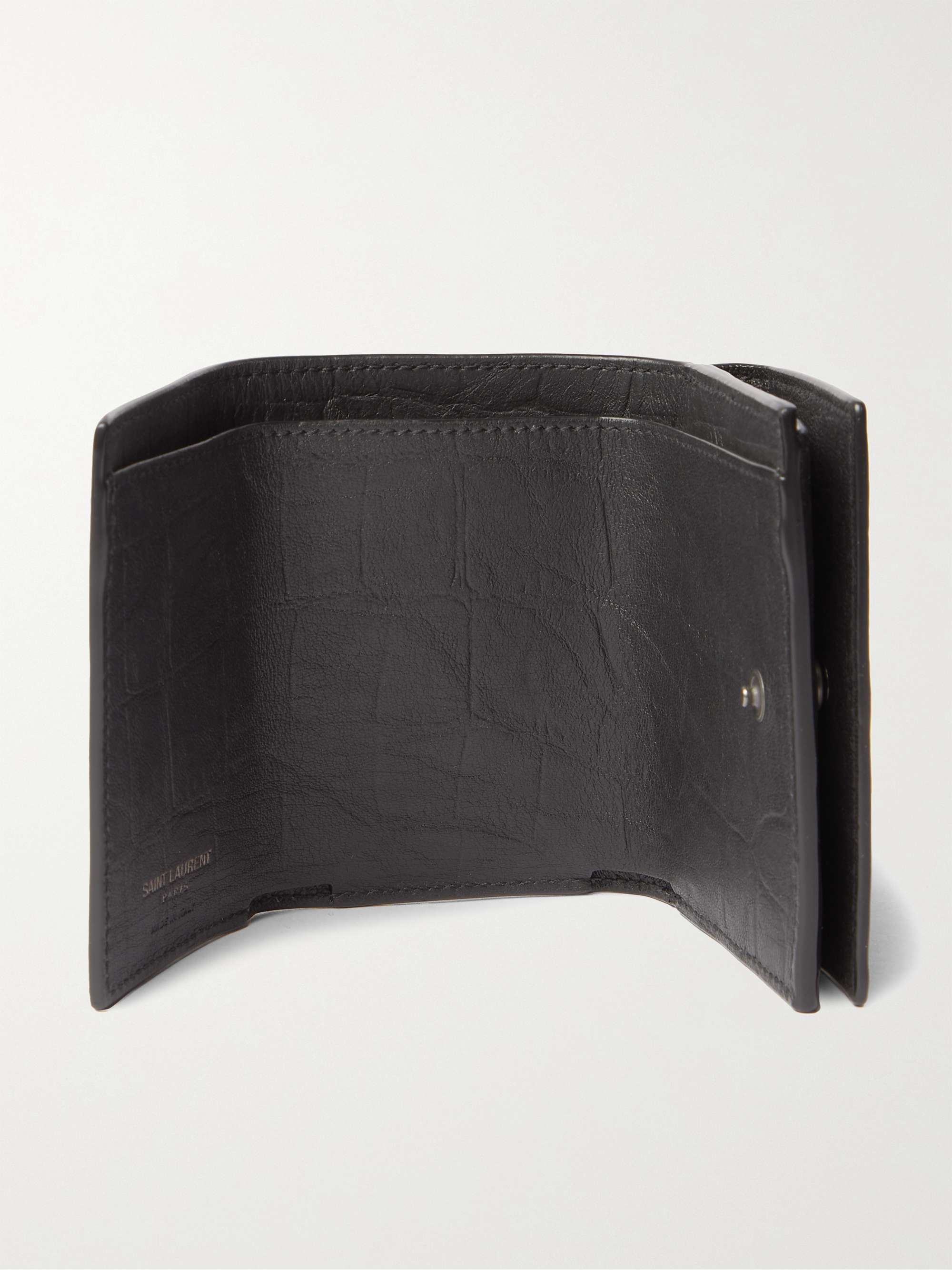 Logo-Appliquéd Croc-Effect Leather Trifold Wallet