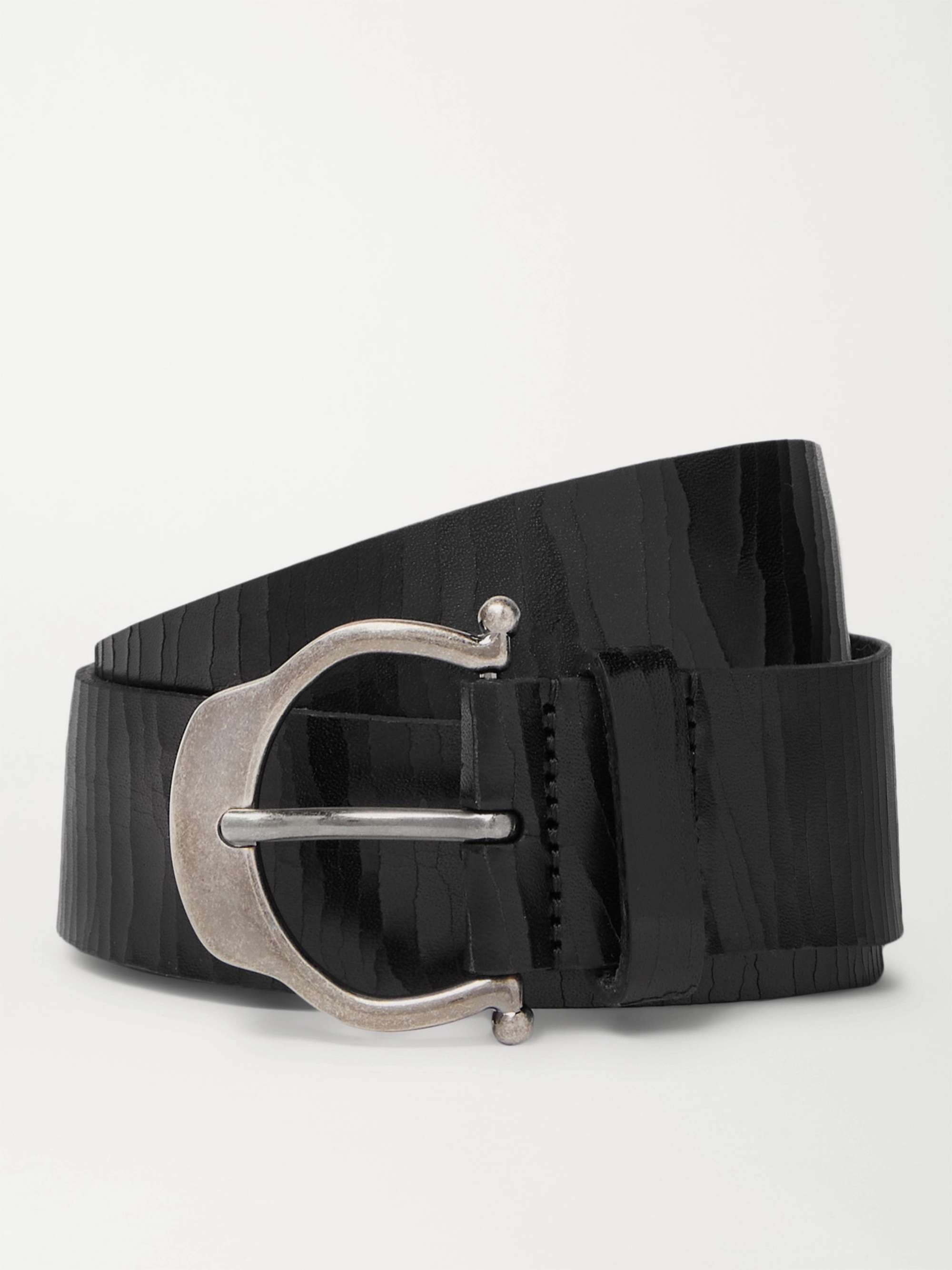 SAINT LAURENT 3.5cm Cracked-Leather Belt