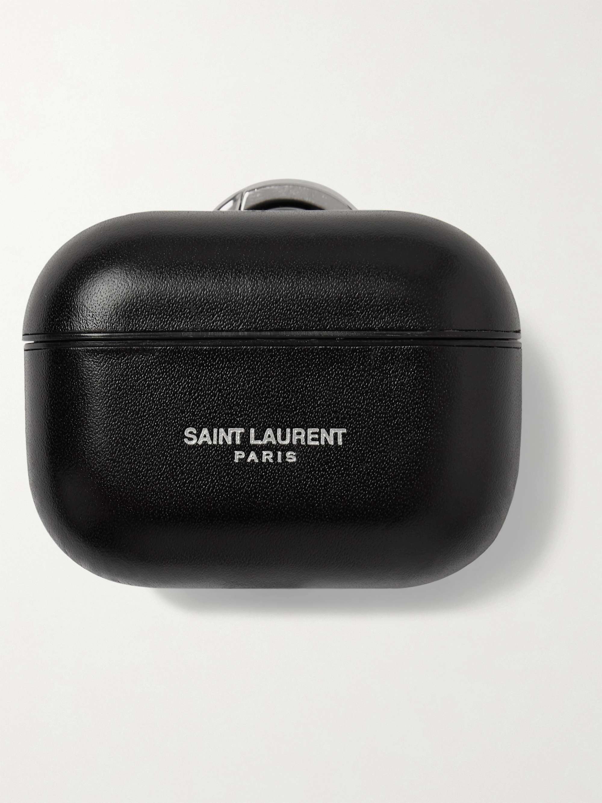SAINT LAURENT Logo-Print Leather AirPods Pro Case