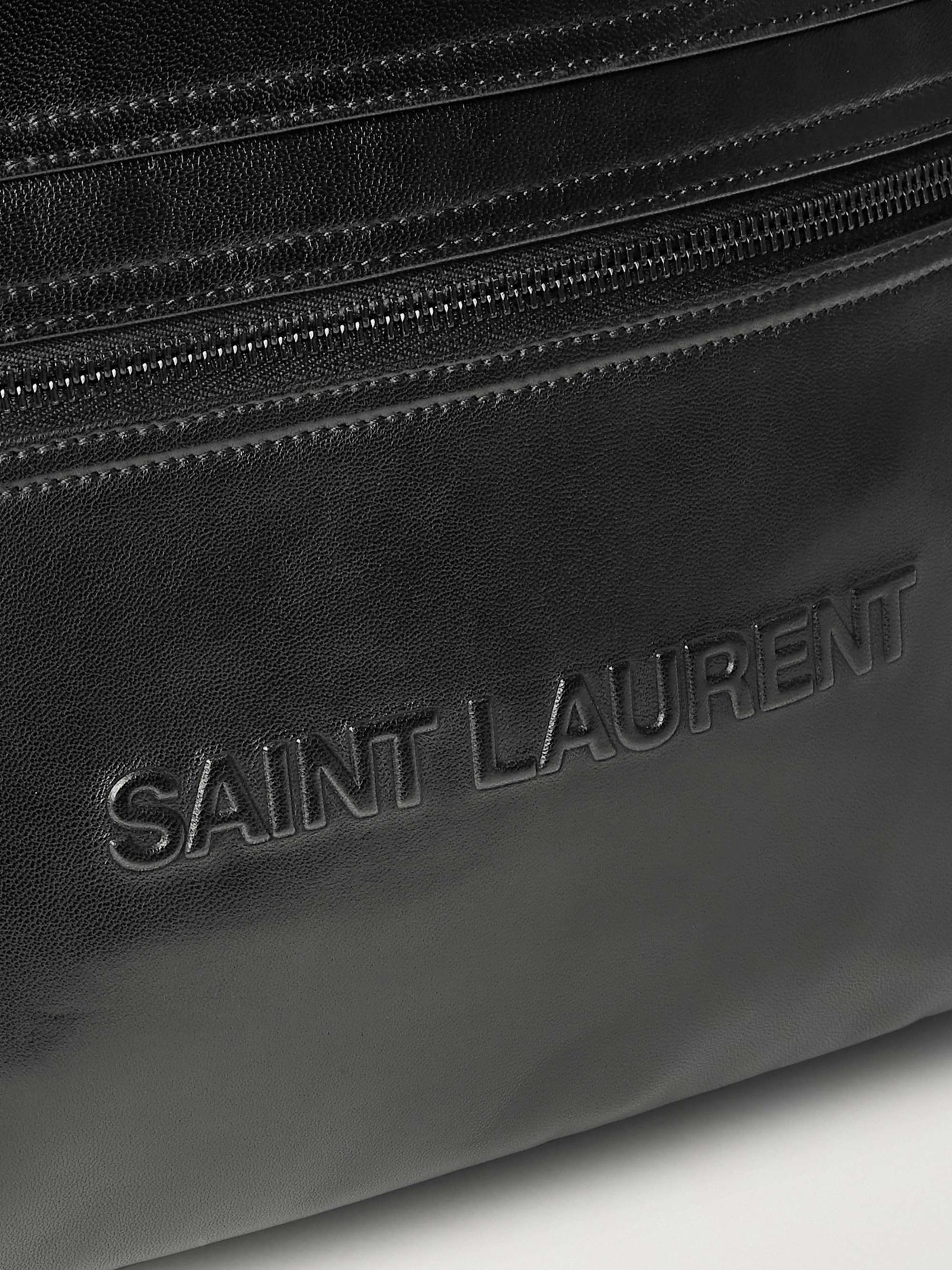 SAINT LAURENT Logo-Embossed Leather Backpack