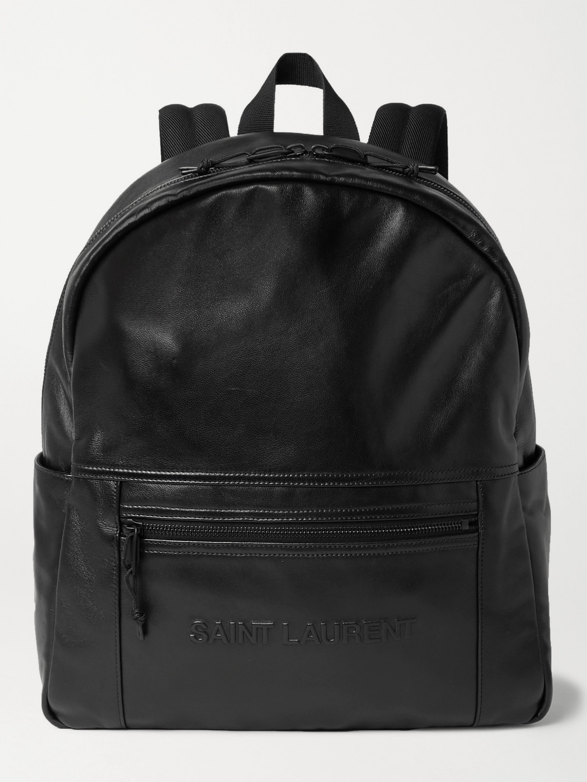 Logo-Embossed Leather Backpack