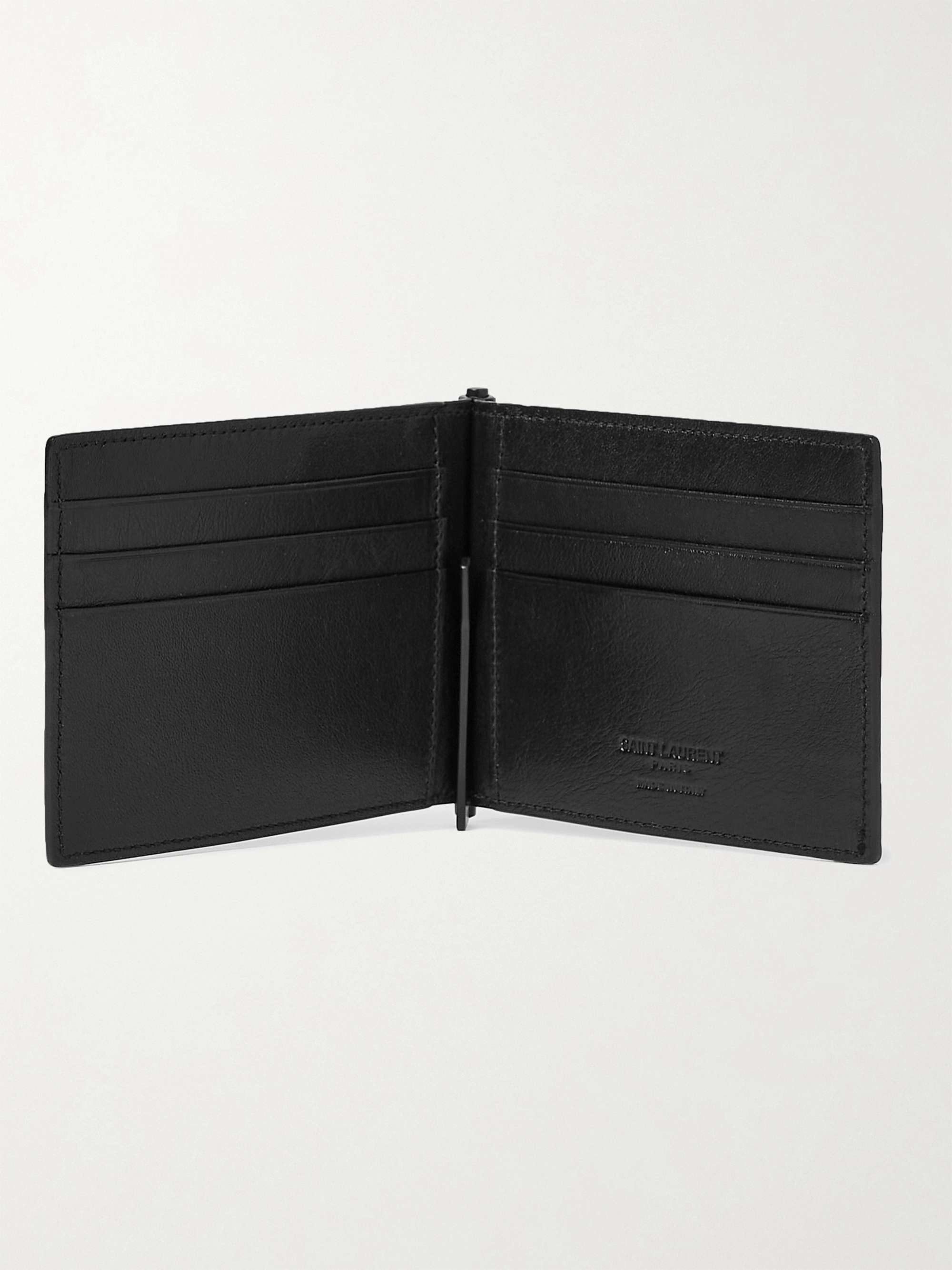 SAINT LAURENT Logo-Debossed Leather Wallet with Money Clip