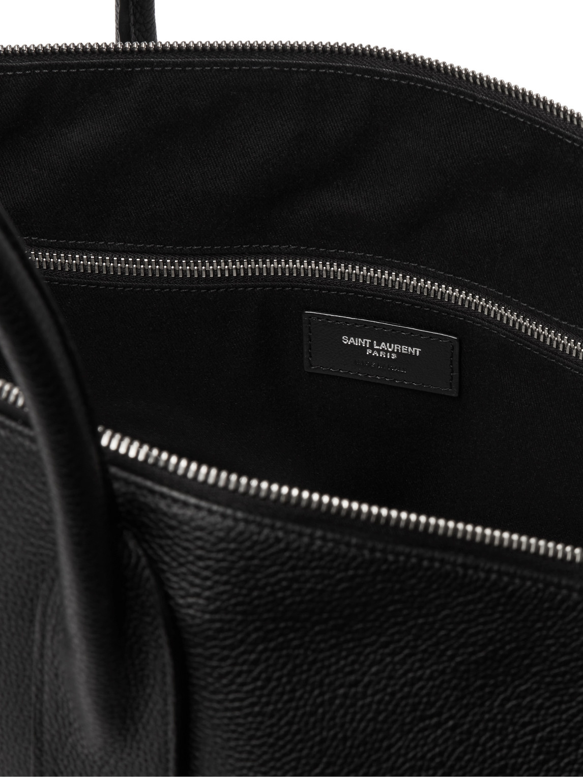 Shop Saint Laurent Full-grain Leather Tote Bag In Black