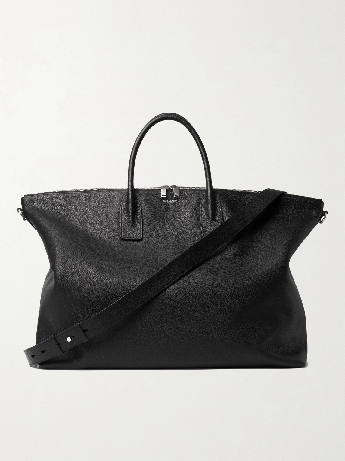 Saint Laurent Full-grain Leather Tote Bag In Black