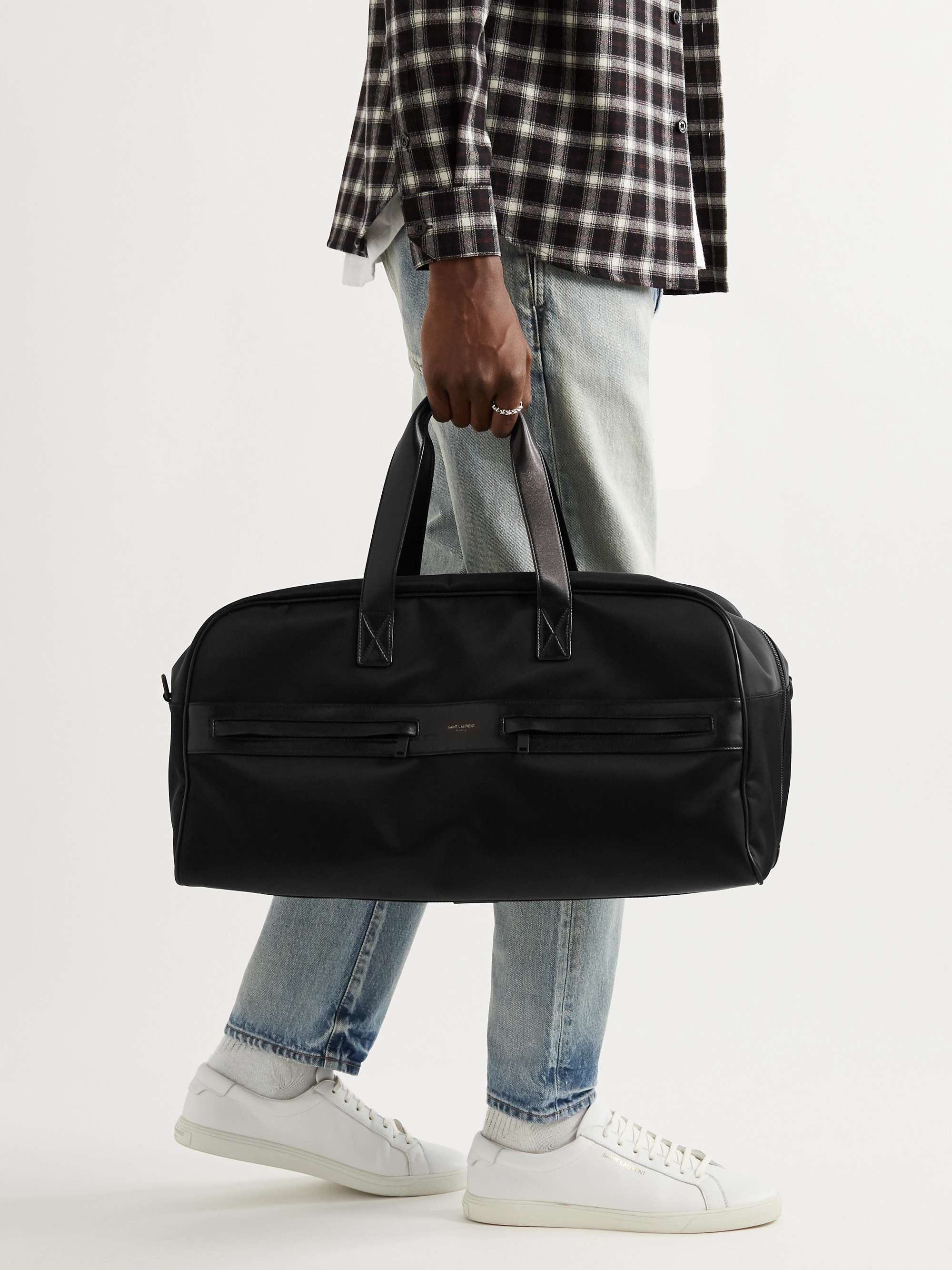 SAINT LAURENT Camp Leather-Trimmed Shell Holdall