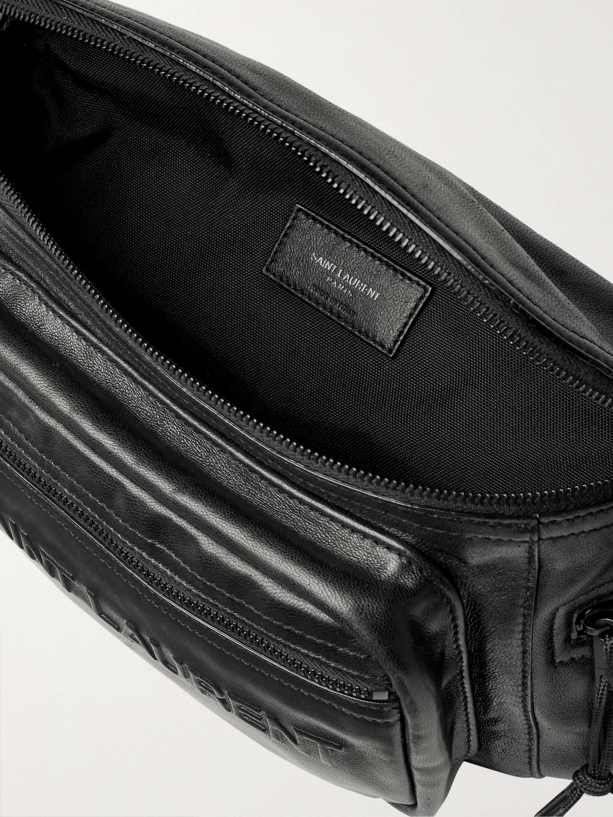 SAINT LAURENT Logo-Embossed Leather Belt Bag