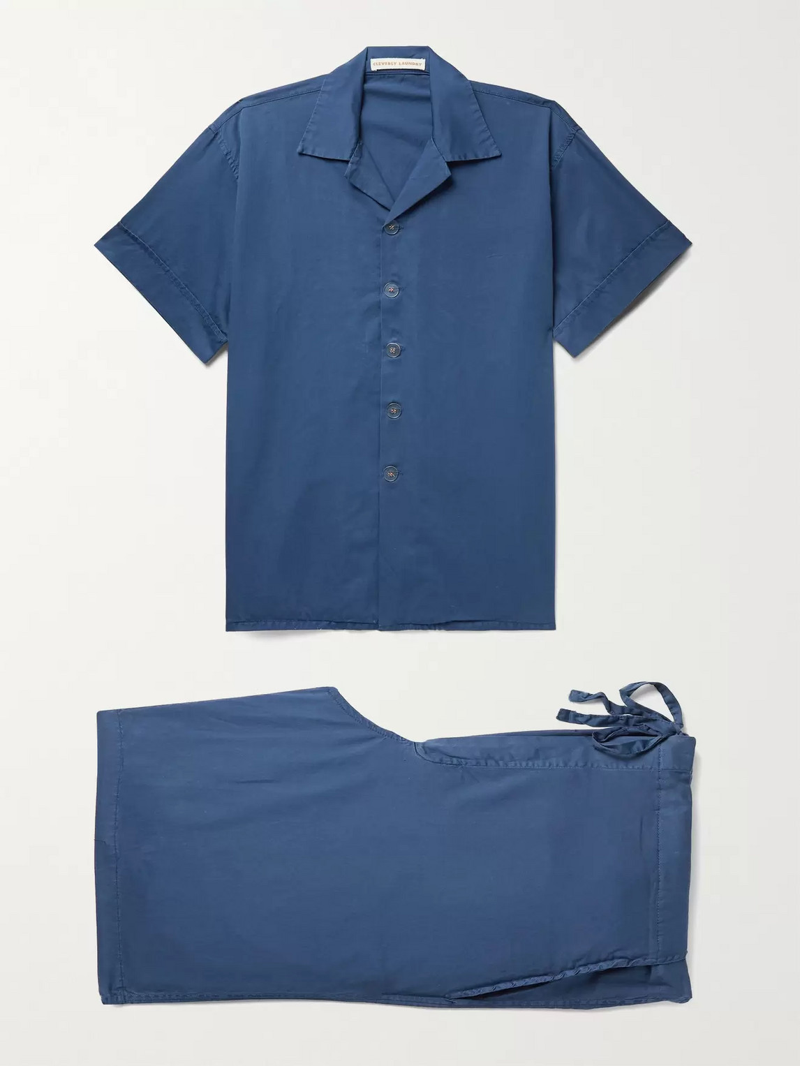 Cleverly Laundry Superfine-cotton Sateen Pyjamas In Blue