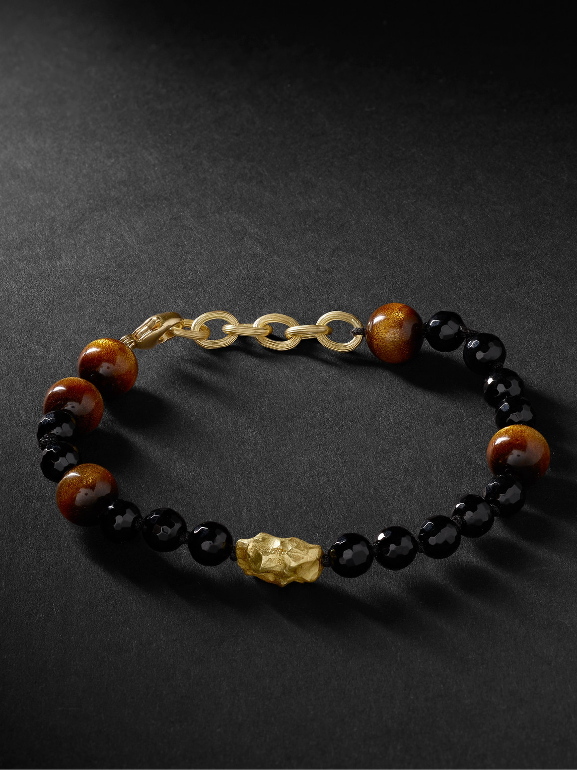 Elhanati 18-karat Gold, Coral And Onyx Bracelet