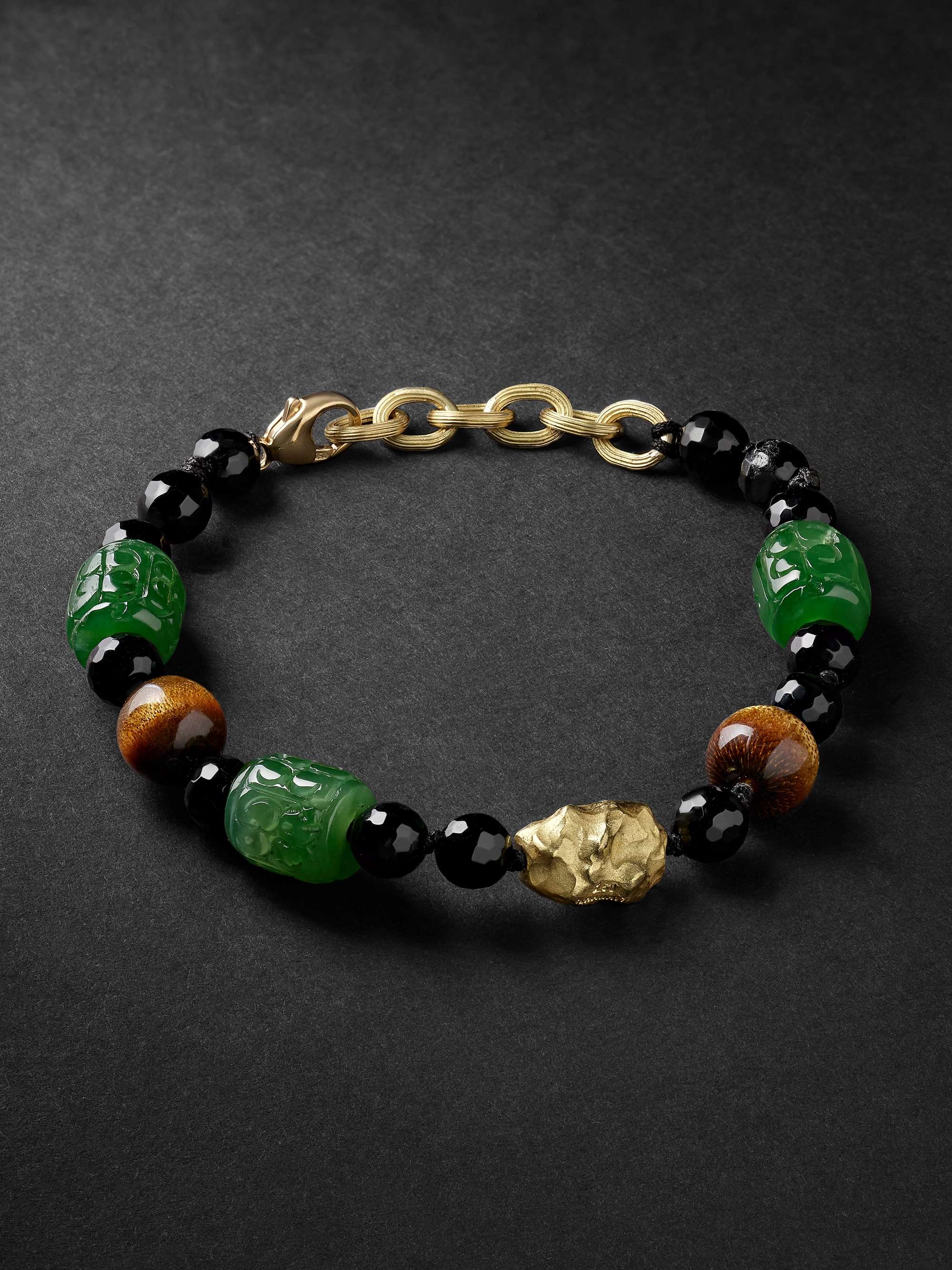 ELHANATI Isha Gold, Jade, Coral and Onyx Beaded Bracelet