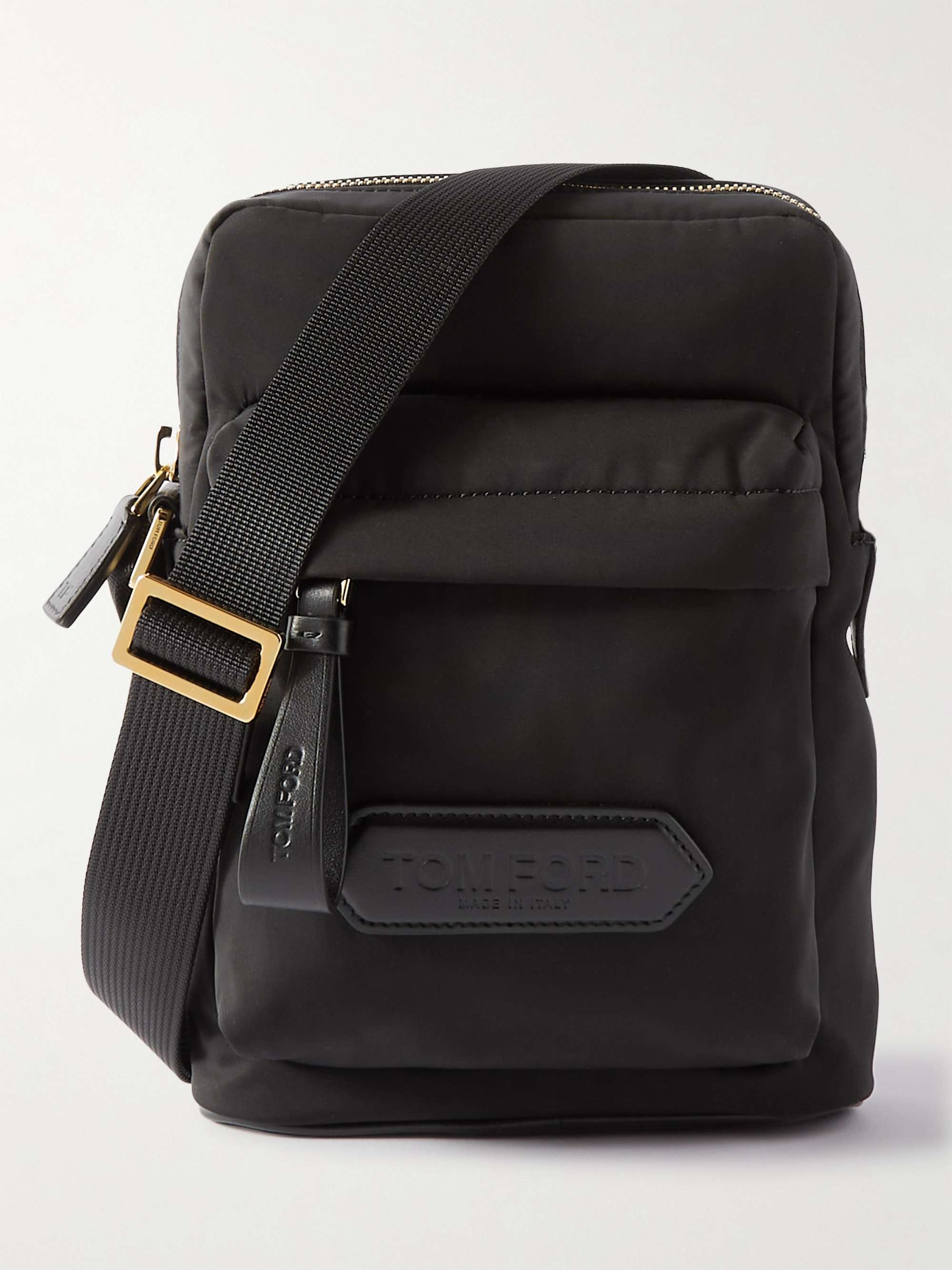 TOM FORD Leather-Trimmed Nylon Messenger Bag