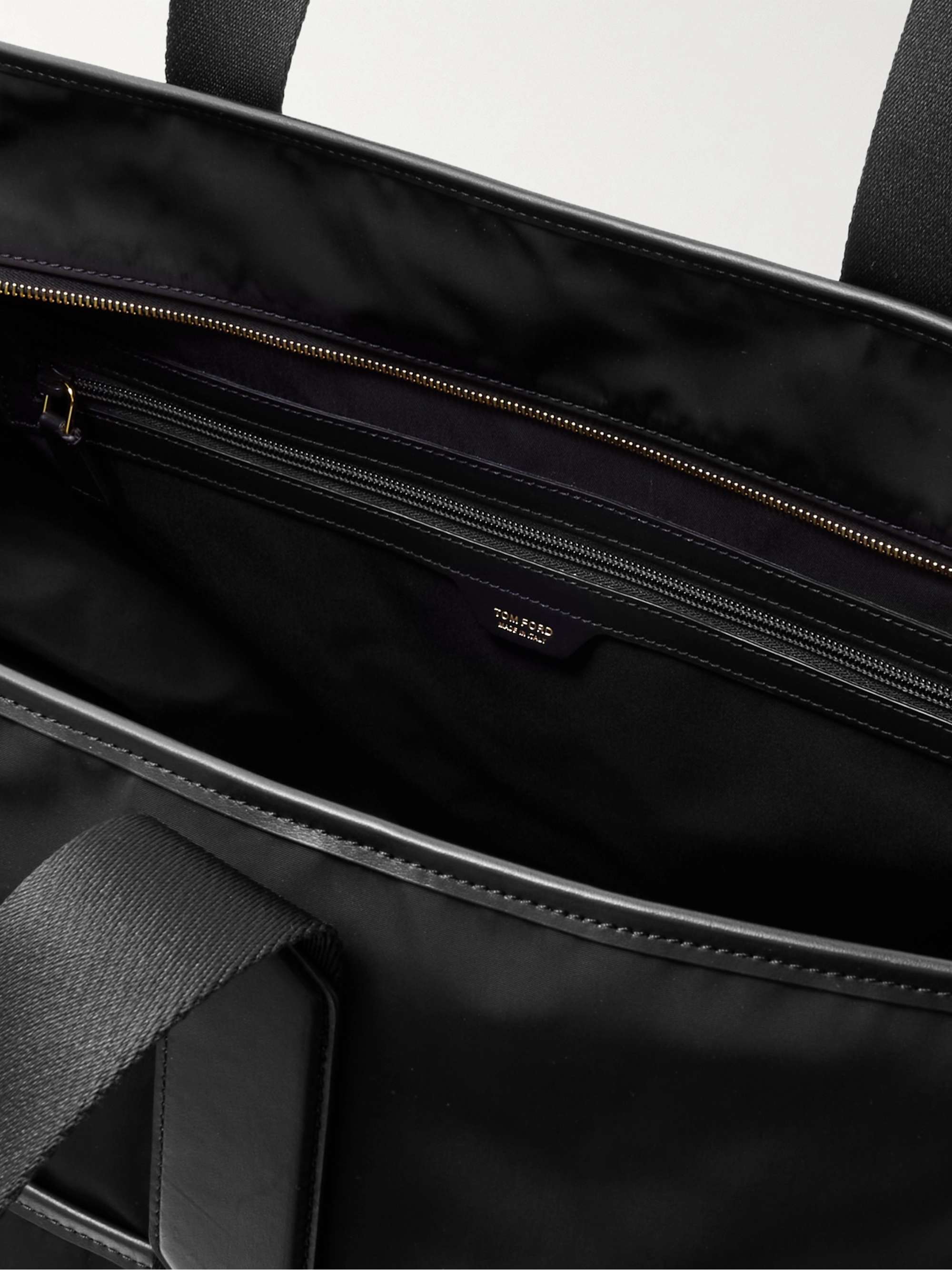 TOM FORD Leather-Trimmed Recycled Nylon Tote Bag