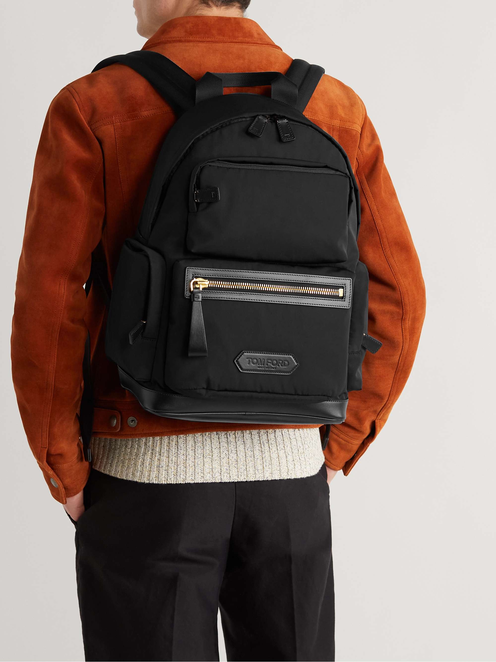 TOM FORD Leather-Trimmed Recycled Nylon Backpack