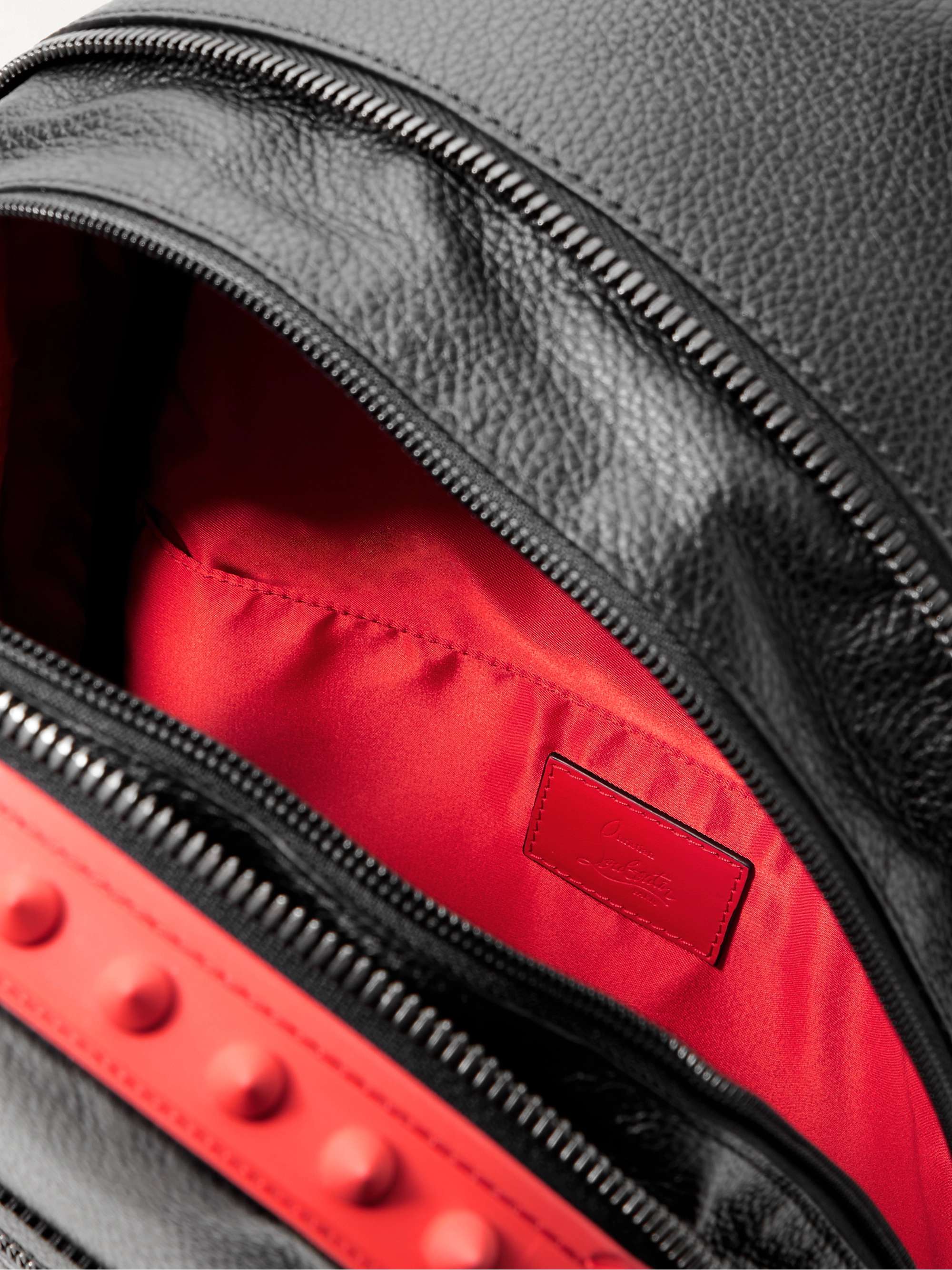 Mens Bags Backpacks Christian Louboutin Backparis Spiked Rubber-trimmed Full-grain Leather Backpack in Black for Men 