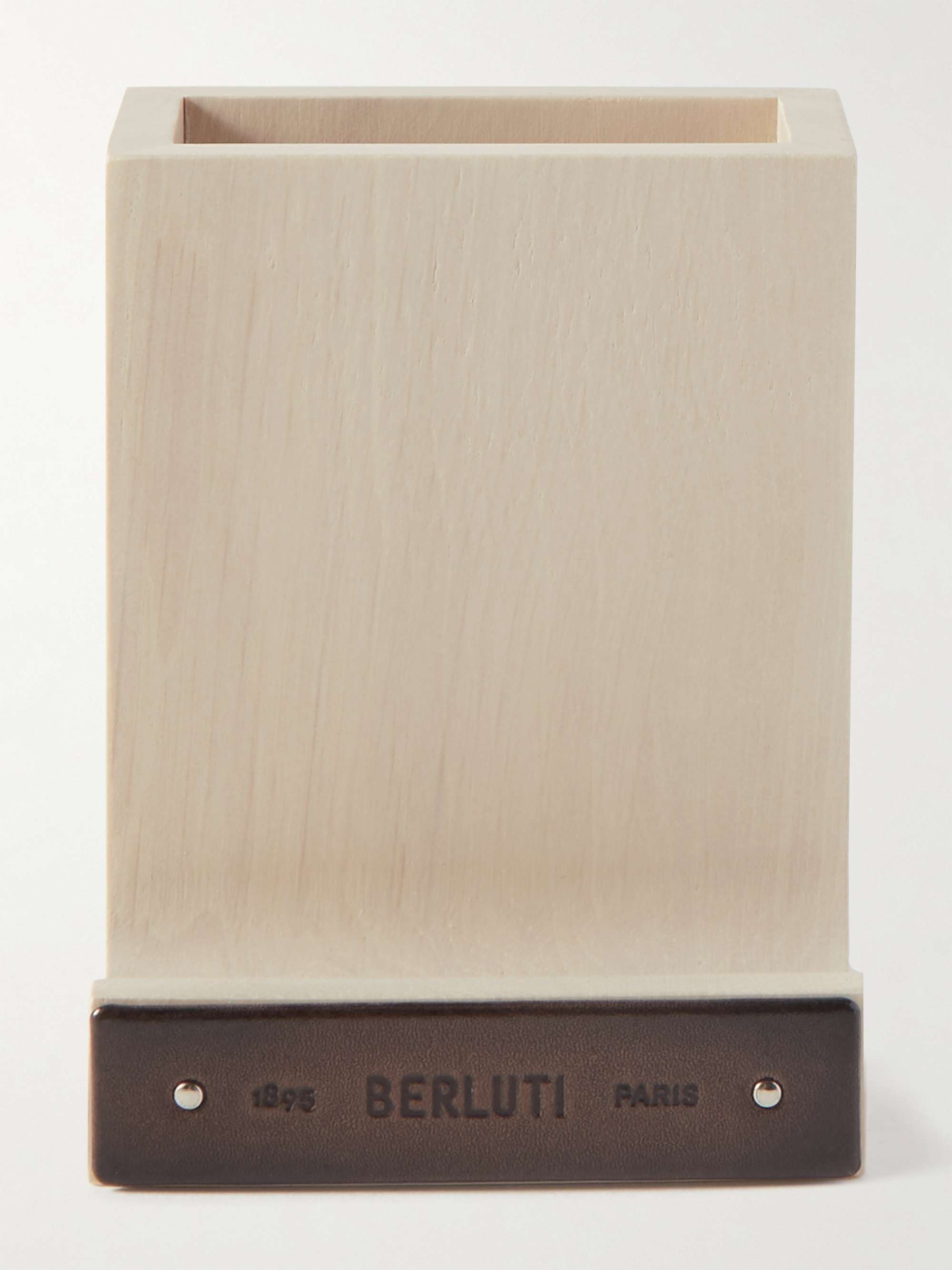 BERLUTI Venezia Leather-Trimmed Wood Pencil Holder