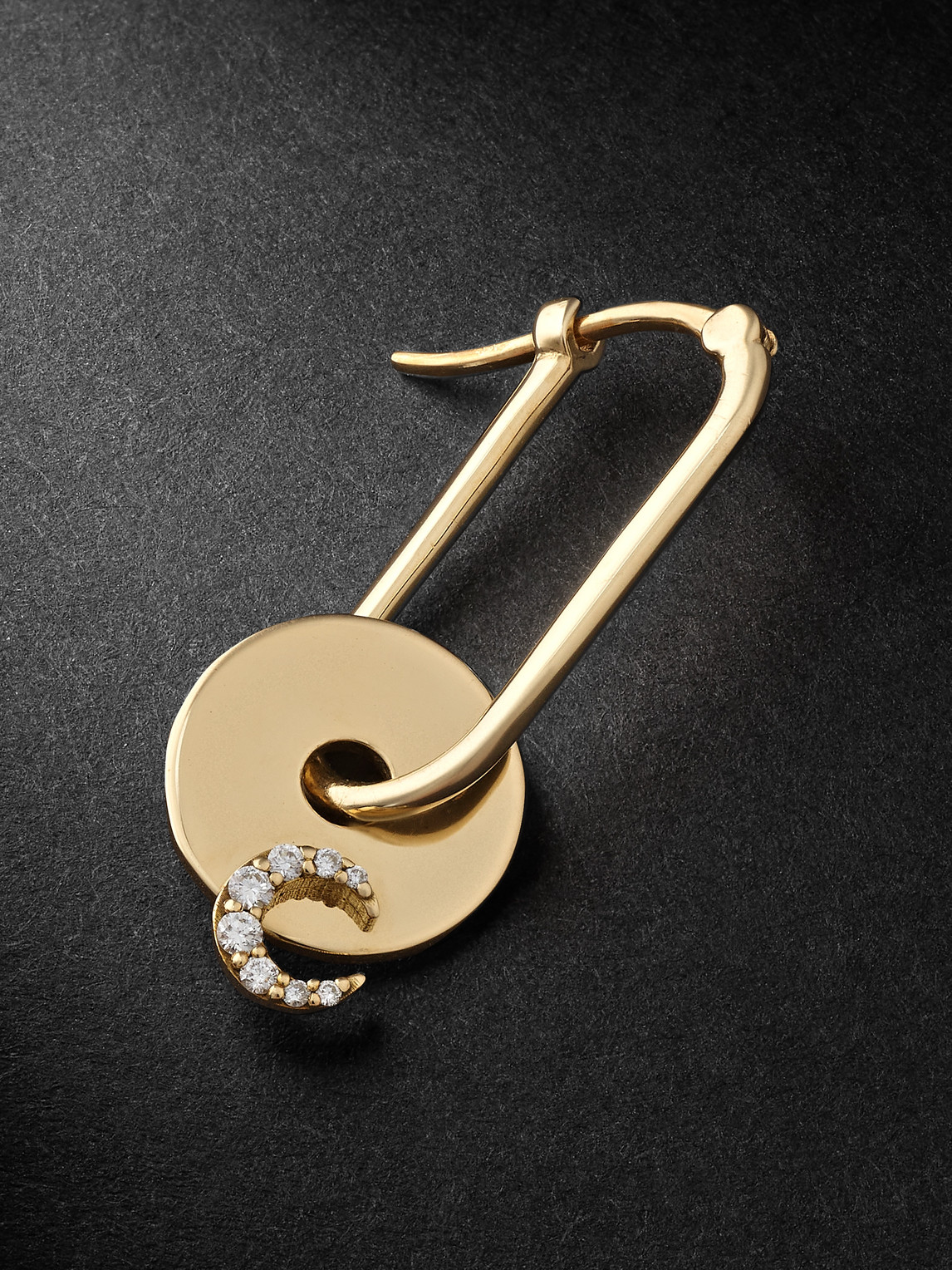 Foundrae Crescent Gold Diamond Single Earring