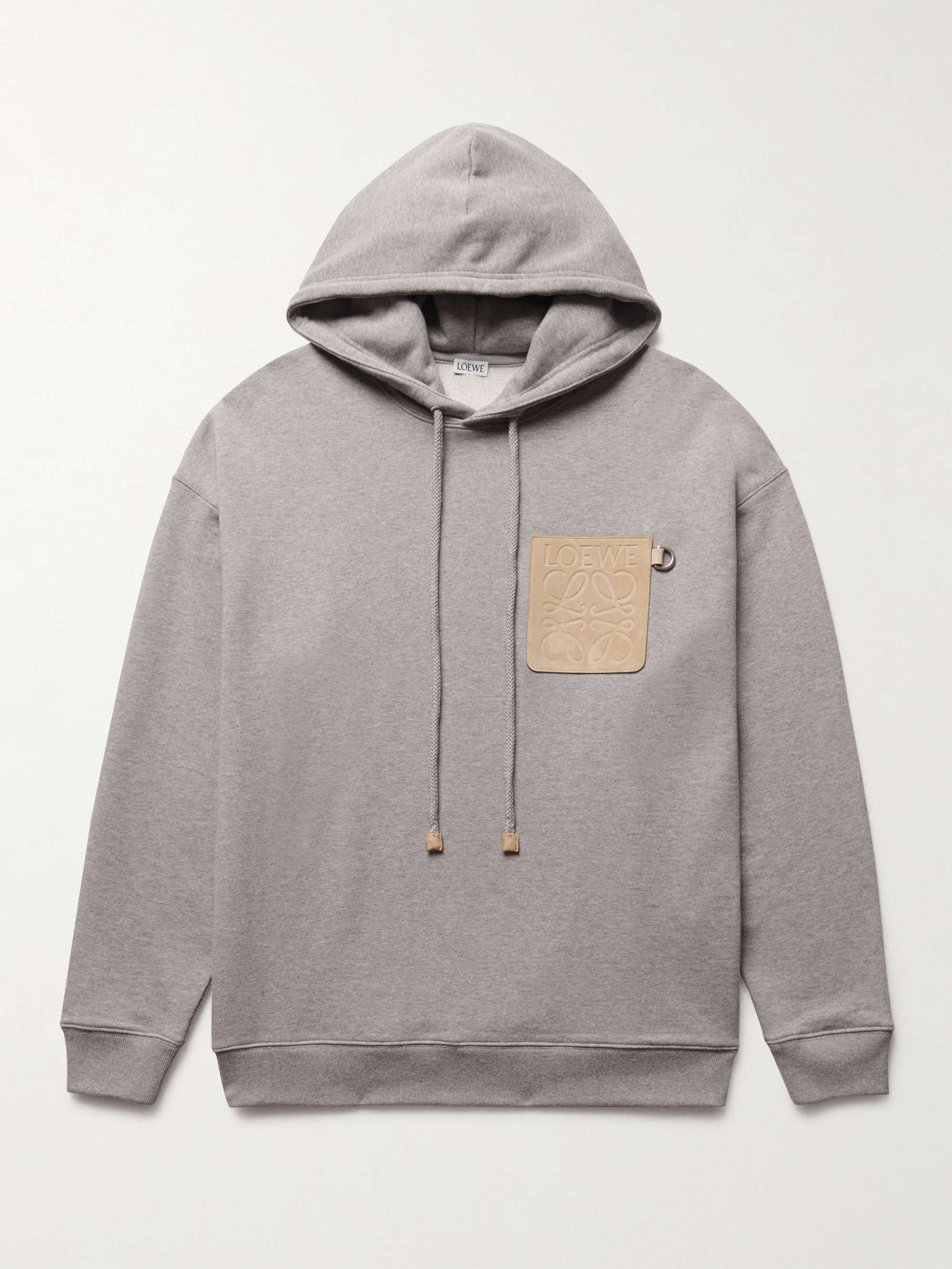 LOEWE Leather-Trimmed Cotton-Jersey Hoodie