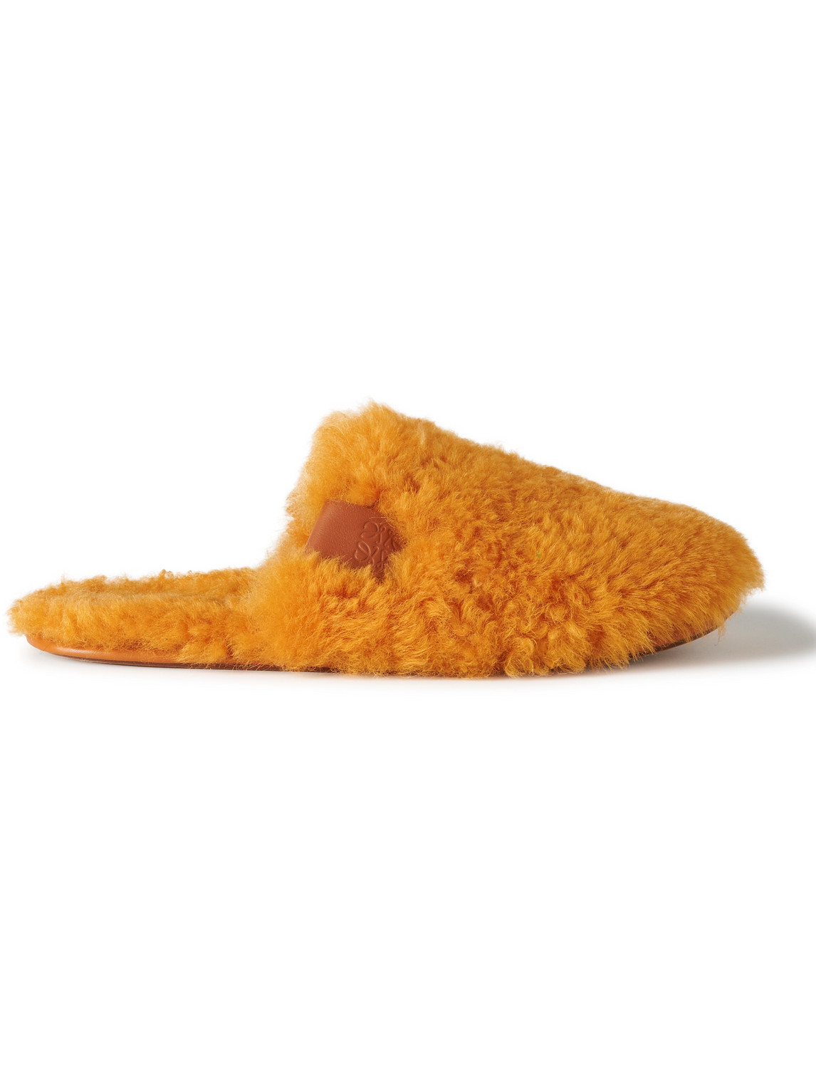 LOEWE LEATHER-TRIMMED SHEARLING SLIPPERS