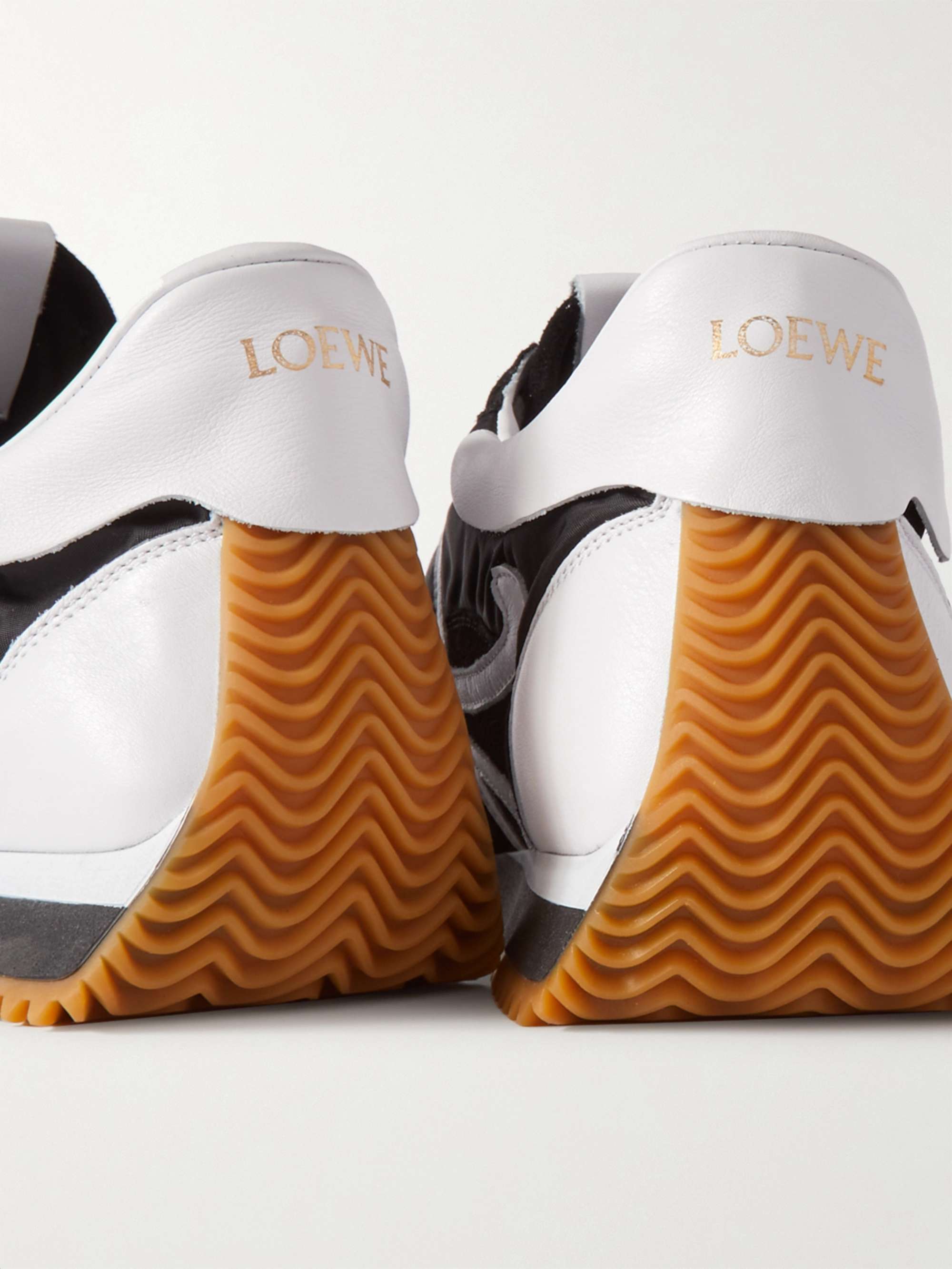 Black Flow Runner Leather-Trimmed Suede and Nylon Sneakers | LOEWE 