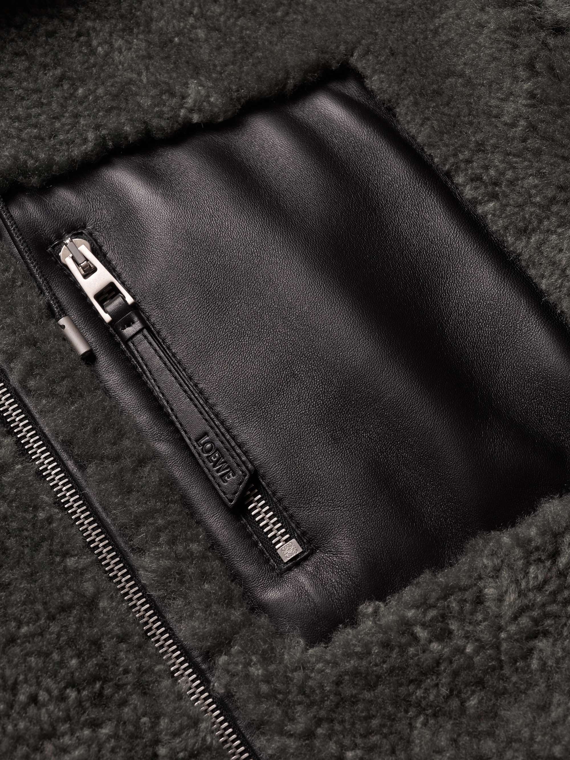 LOEWE Leather-Trimmed Shearling Jacket