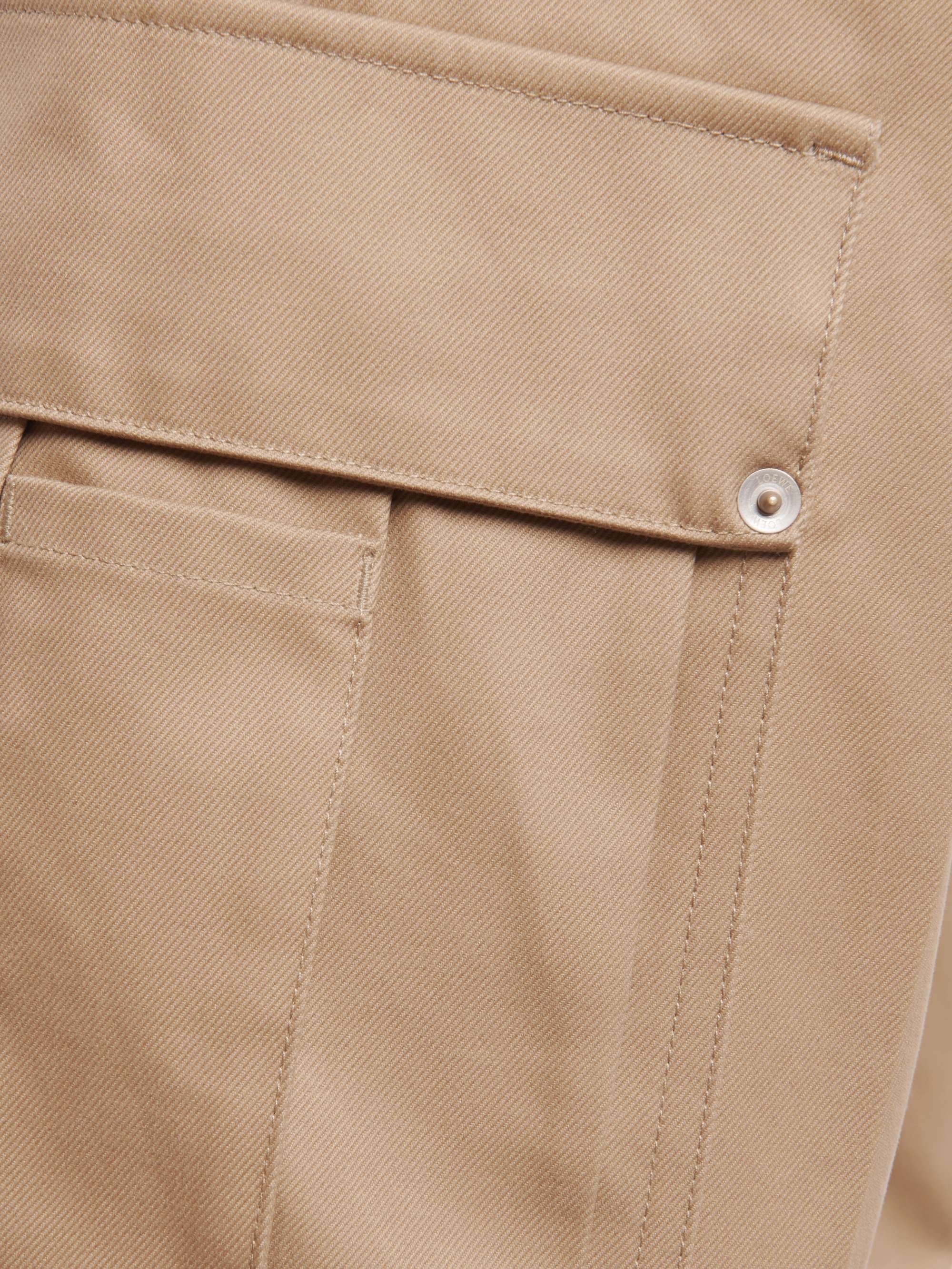 LOEWE Tapered Cropped Pleated Cotton-Twill Cargo Trousers