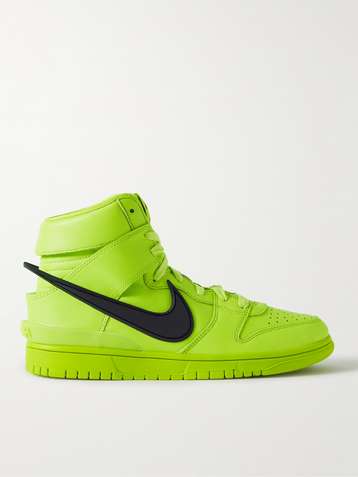 NIKE AMBUSH Dunk Rubber-Trimmed Leather High-Top Sneakers