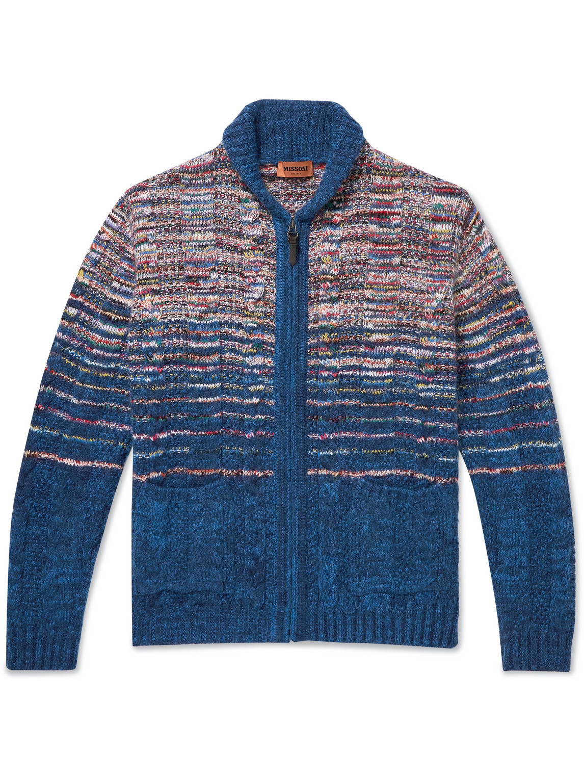Space-Dyed Cable-Knit Wool-Blend Zip-Up Cardigan