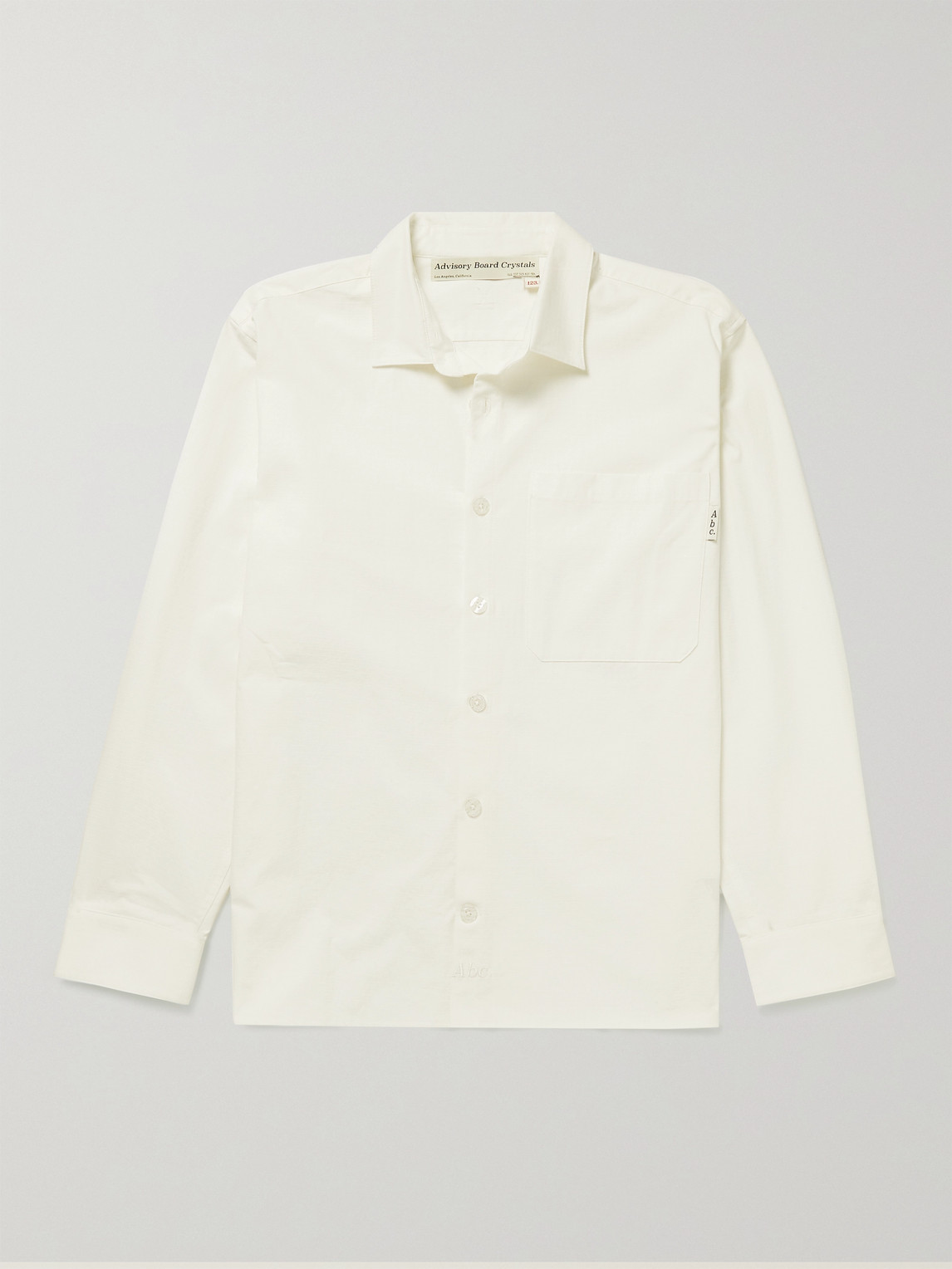 Abc. 123. Webbing-trimmed Logo-embroidered Cotton-ripstop Shirt In White