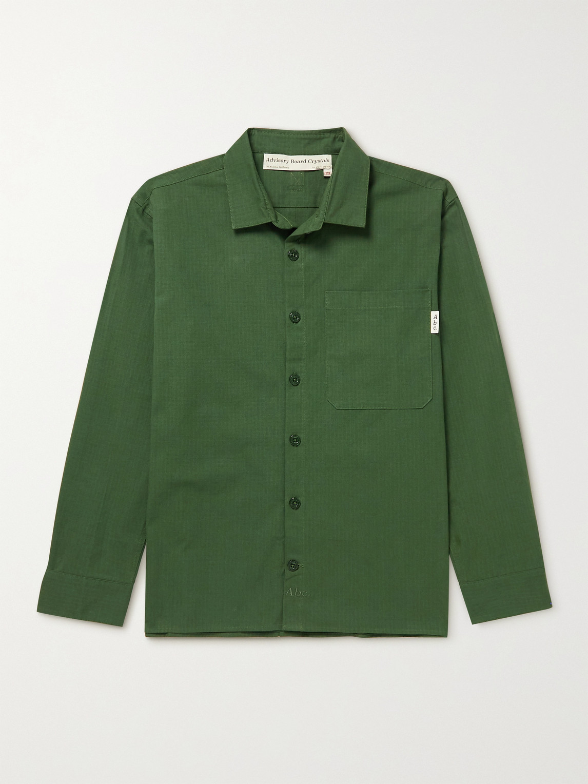 Abc. 123. Webbing-trimmed Logo-embroidered Cotton-ripstop Shirt In Green