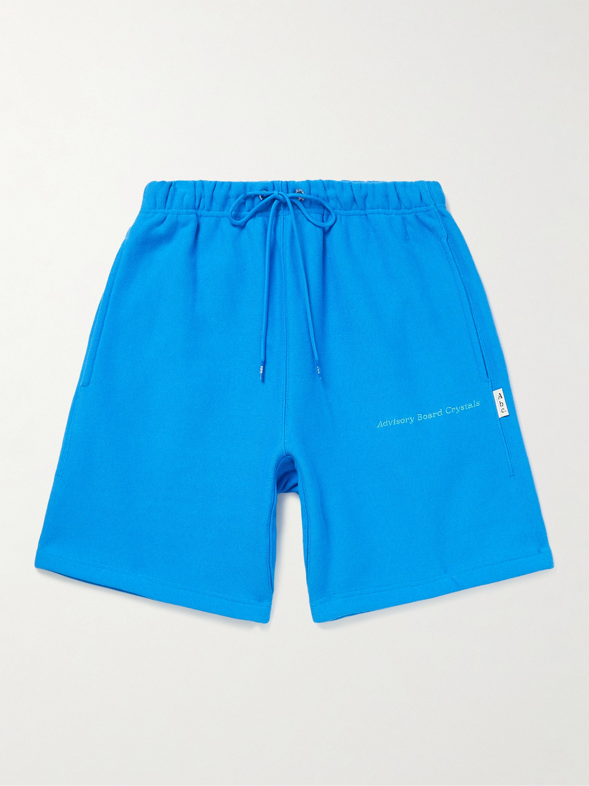 Abc. 123. Straight-leg Webbing-trimmed Logo-embroidered Cotton-blend Jersey Drawstring Shorts In Blue