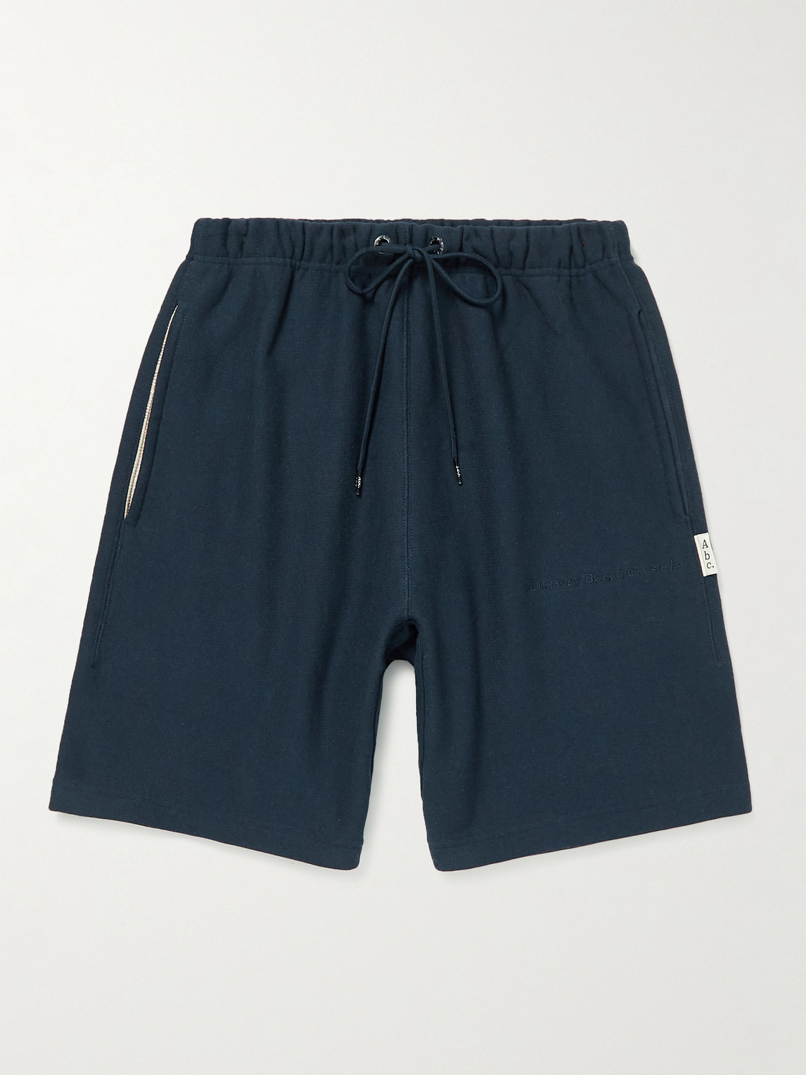 Abc. 123. Straight-leg Webbing-trimmed Logo-embroidered Cotton-blend Jersey Drawstring Shorts In Blue