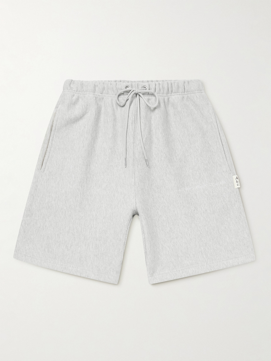 Abc. 123. Straight-leg Webbing-trimmed Logo-embroidered Cotton-blend Jersey Drawstring Shorts In Grey