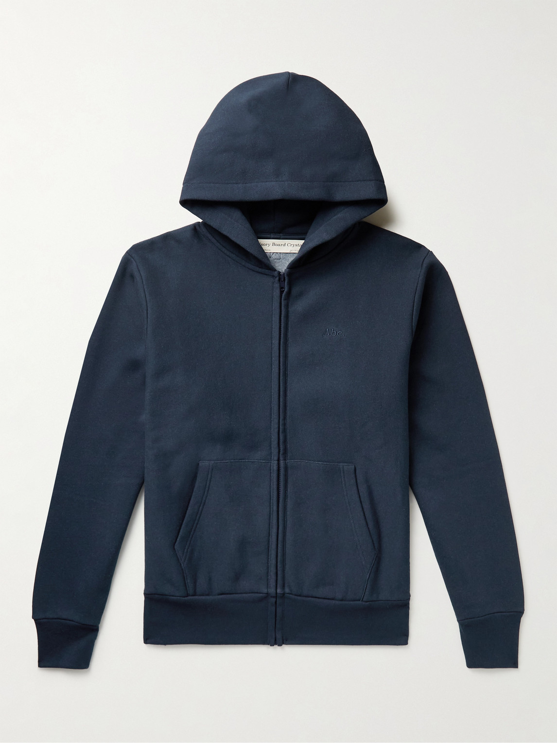 Abc. 123. Logo-embroidered Cotton-blend Jersey Zip-up Hoodie In Blue