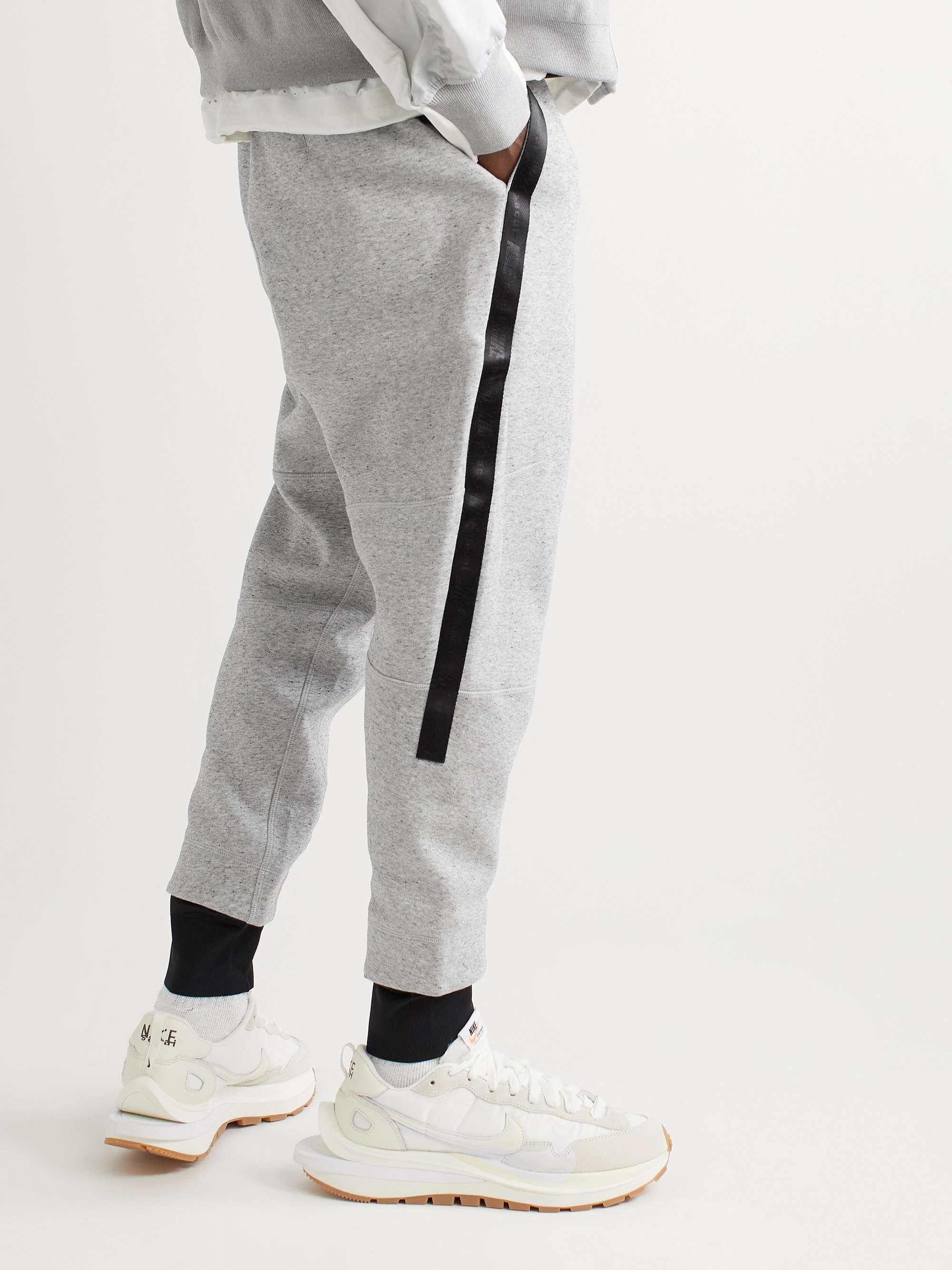 NIKE + Sacai Tapered Shell-Trimmed Cotton-Blend Jersey Sweatpants