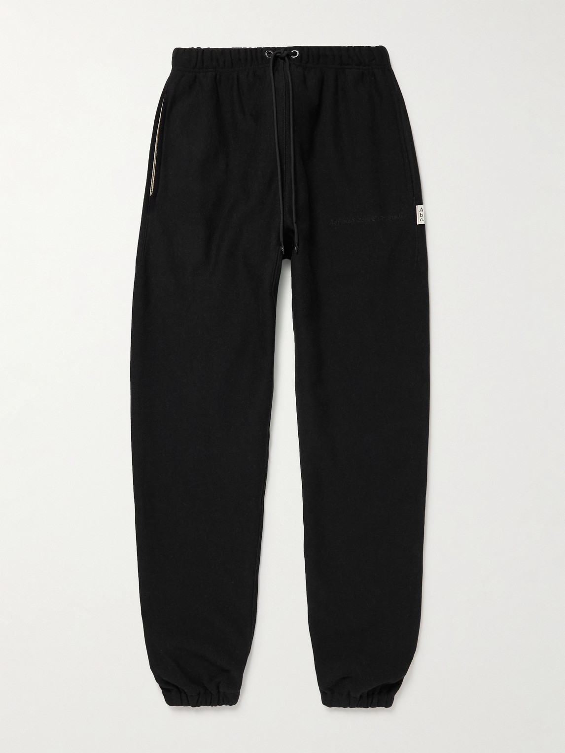 Abc. 123. Straight-leg Webbing-trimmed Logo-embroidered Cotton-blend Jersey Sweatpants In Gray