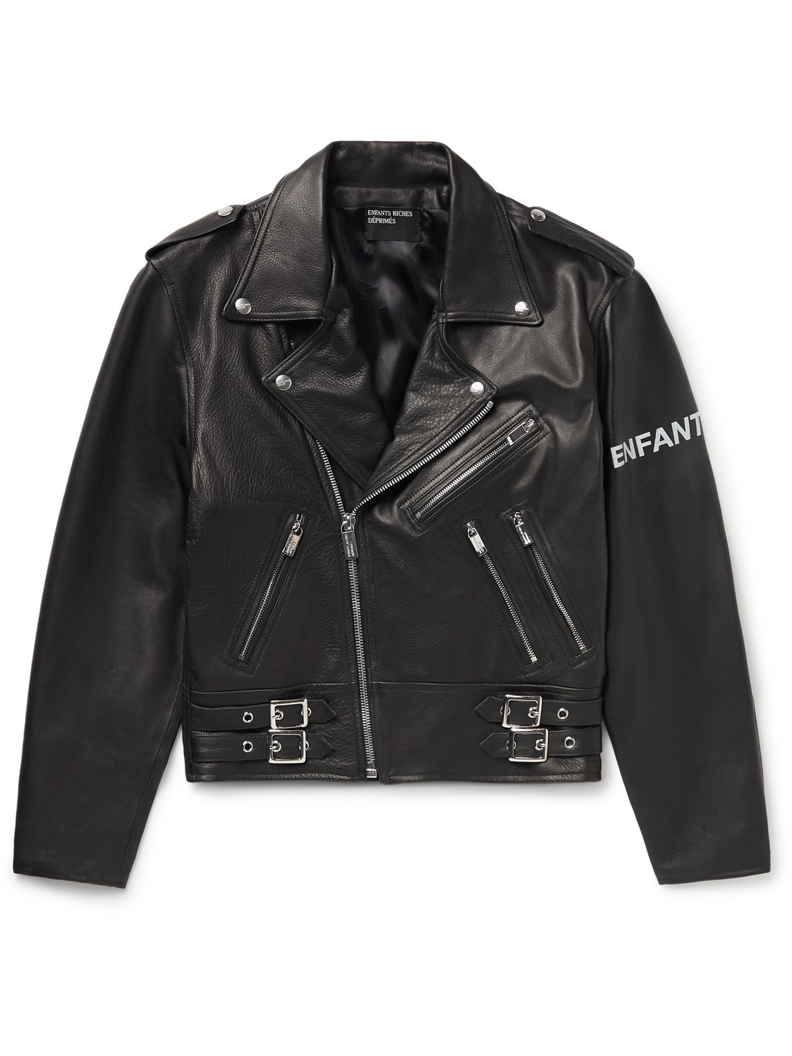 Enfants Riches Deprimes Logo-print Leather Biker Jacket In Black