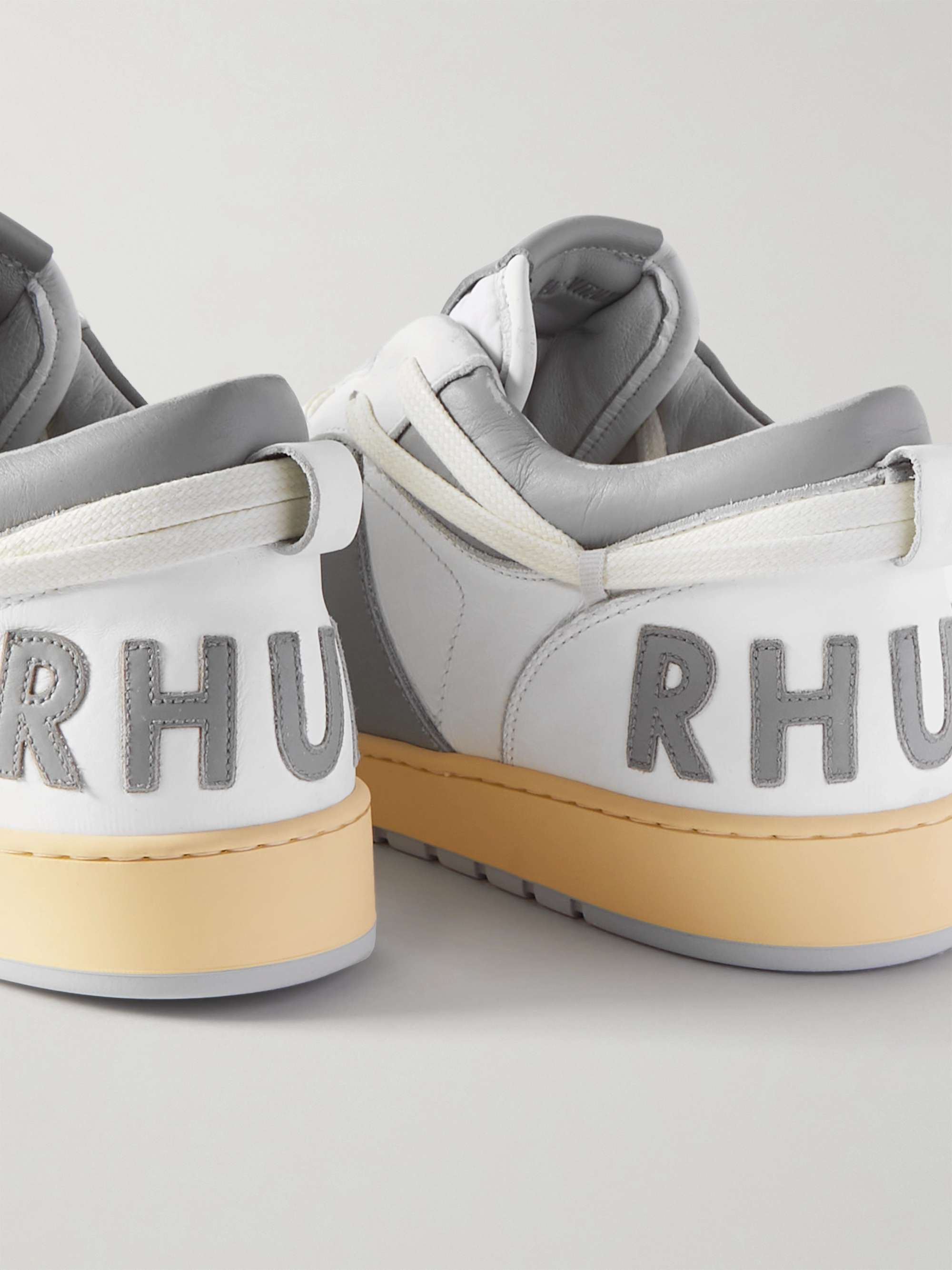 RHUDE Rhecess Logo-Appliquéd Distressed Leather Sneakers