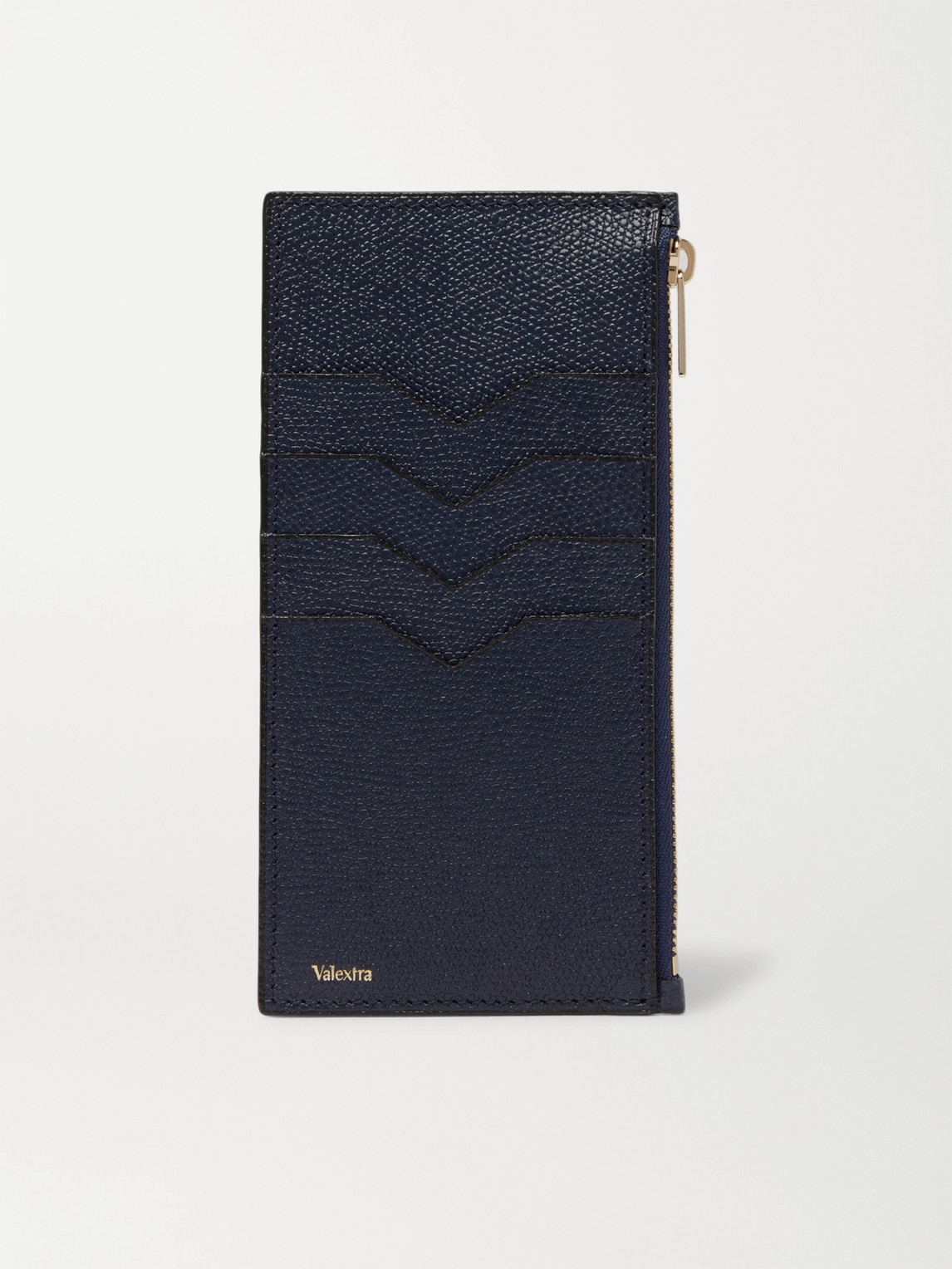 Valextra Pebble-grain Leather Zipped Cardholder In Blue
