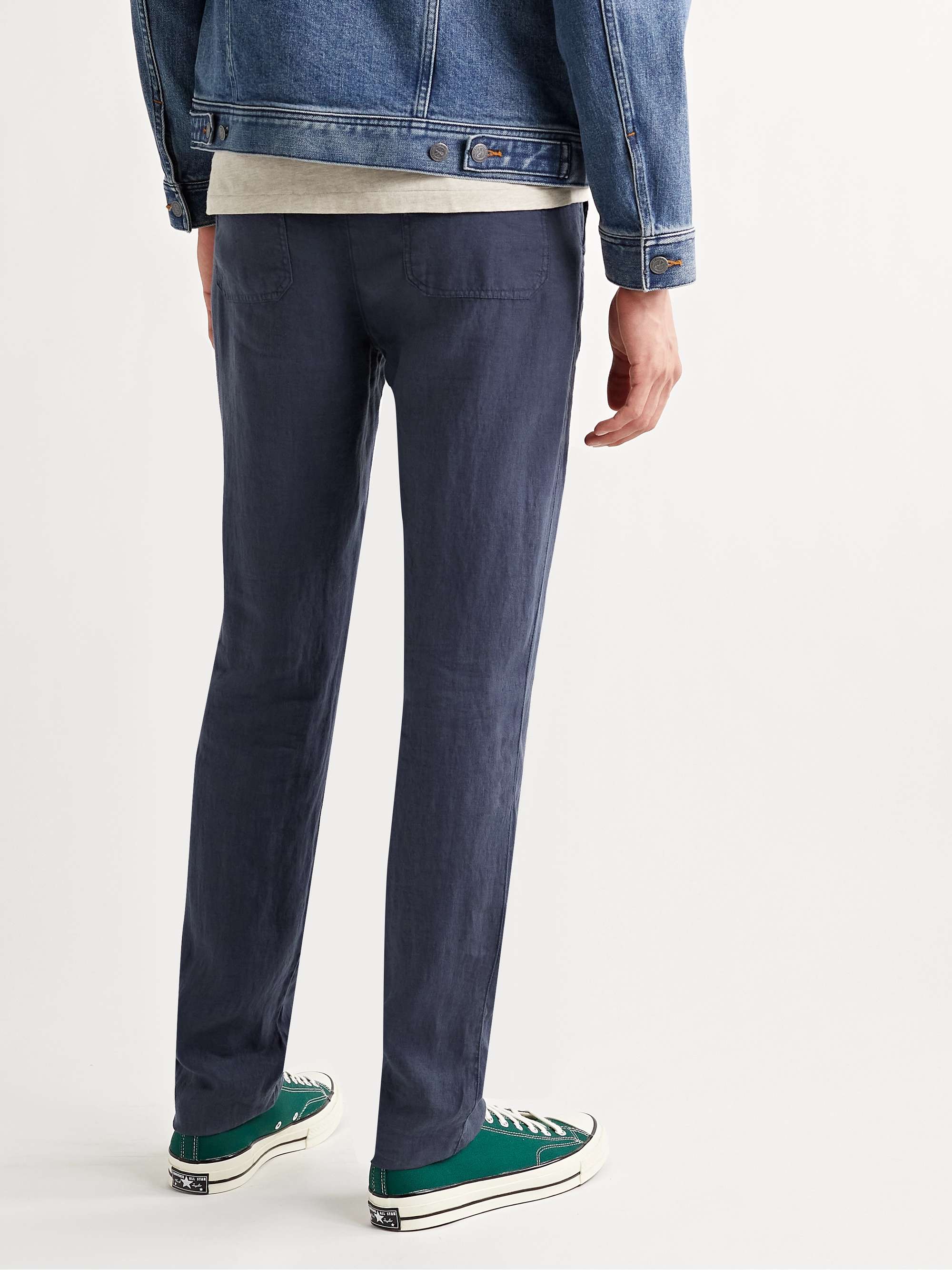 HARTFORD Troy Slim-Fit Linen-Chambray Drawstring Trousers