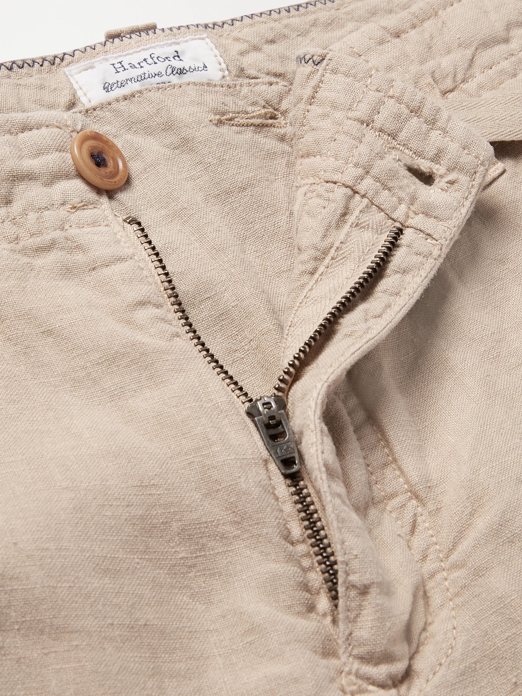 Beige Troy Slim-Fit Linen-Chambray Drawstring Trousers | HARTFORD | MR ...