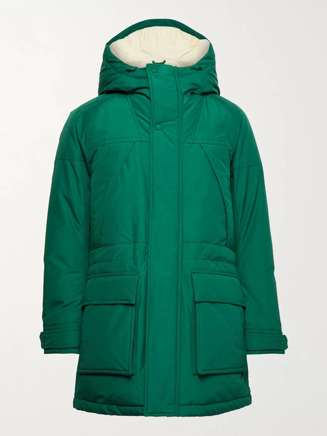 Aimé Leon Dore Woolrich Ballistic Quilted Hooded Cotton-blend Shell Down Jacket In Green