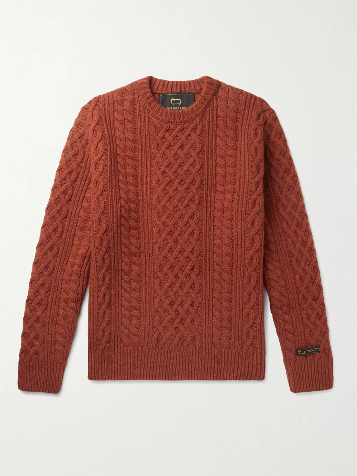 Aimé Leon Dore Woolrich Cable-knit Wool Sweater In Orange