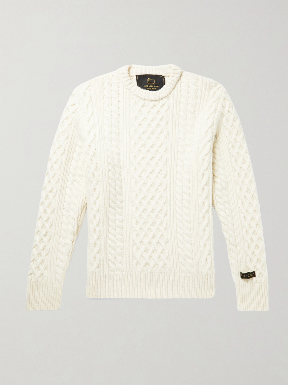 Aimé Leon Dore Woolrich Cable-knit Wool Sweater In Neutrals