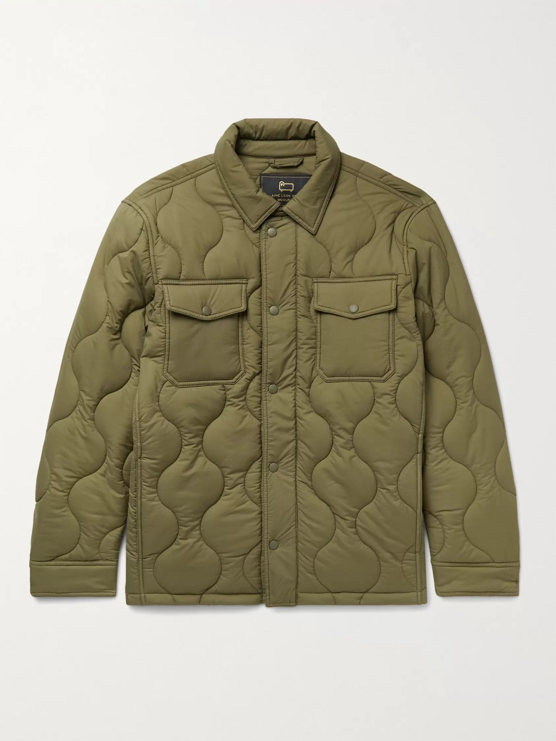 Aimé Leon Dore Woolrich Quilted Padded Stretch-ripstop Shirt Jacket In Green
