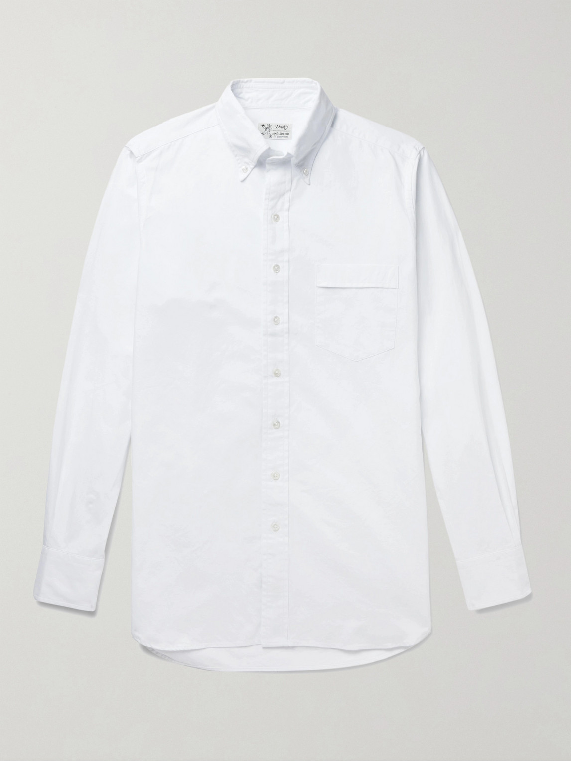 Aimé Leon Dore Drake's Slim-fit Button-down Collar Cotton-twill Shirt In White