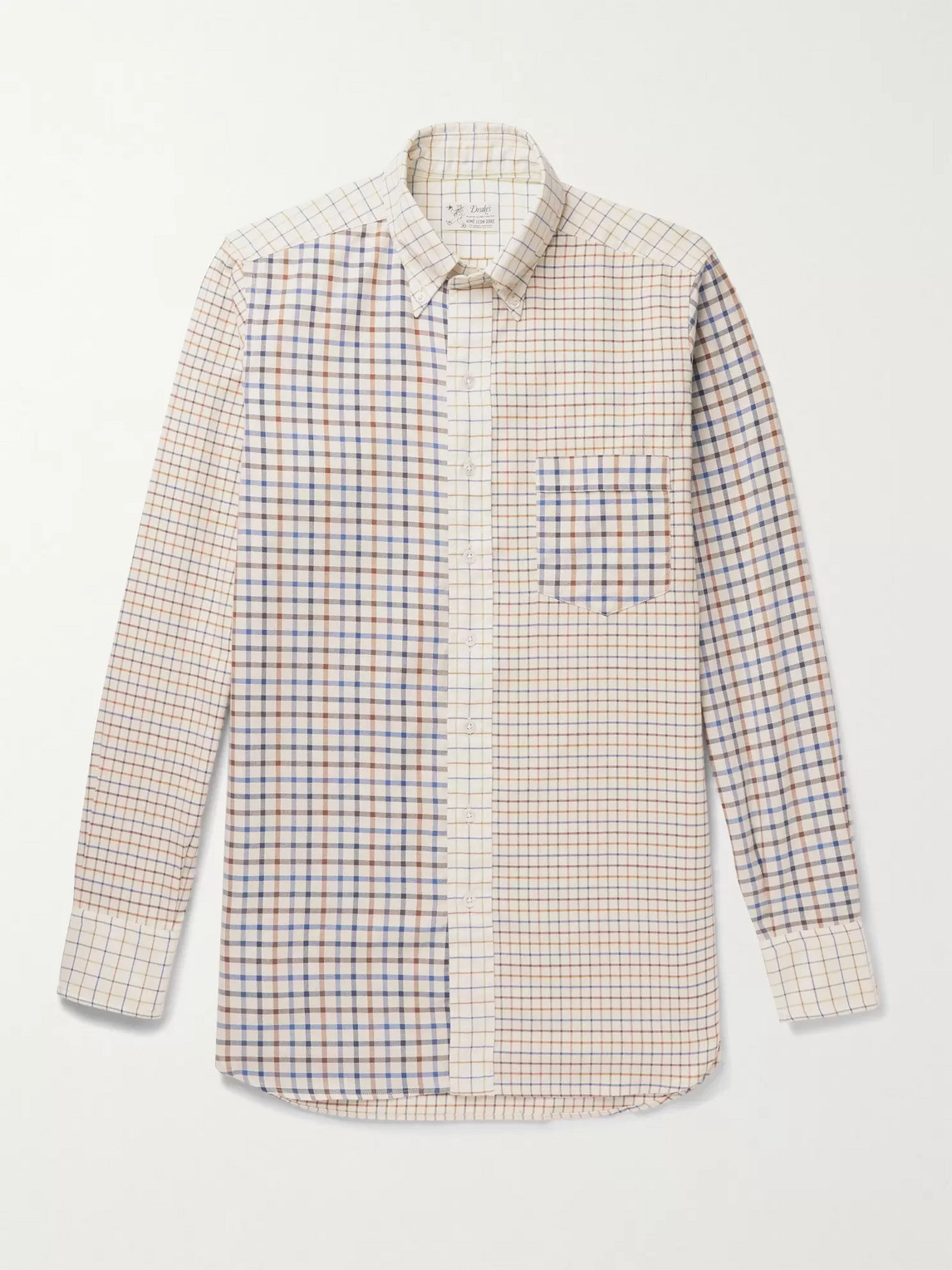 Aimé Leon Dore Drake's Button-down Collar Checked Cotton And Wool-blend Shirt In Neutrals