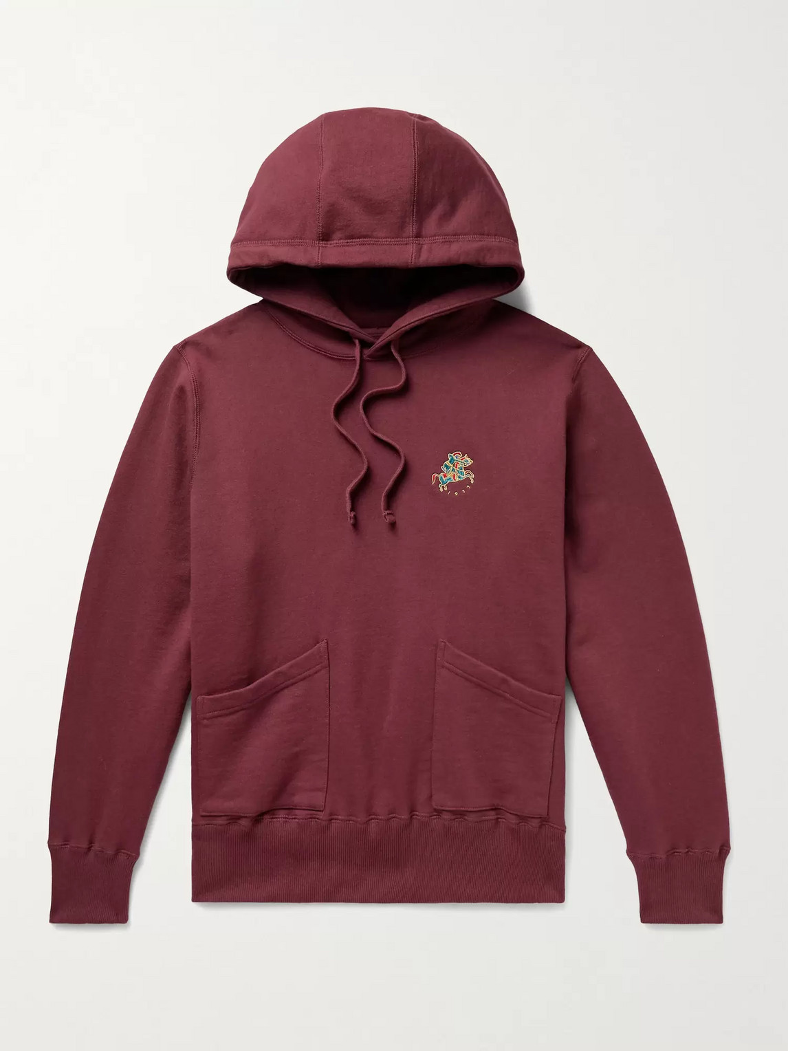 Aimé Leon Dore Drake's Logo-embroidered Loopback Cotton-jersey Hoodie In Burgundy