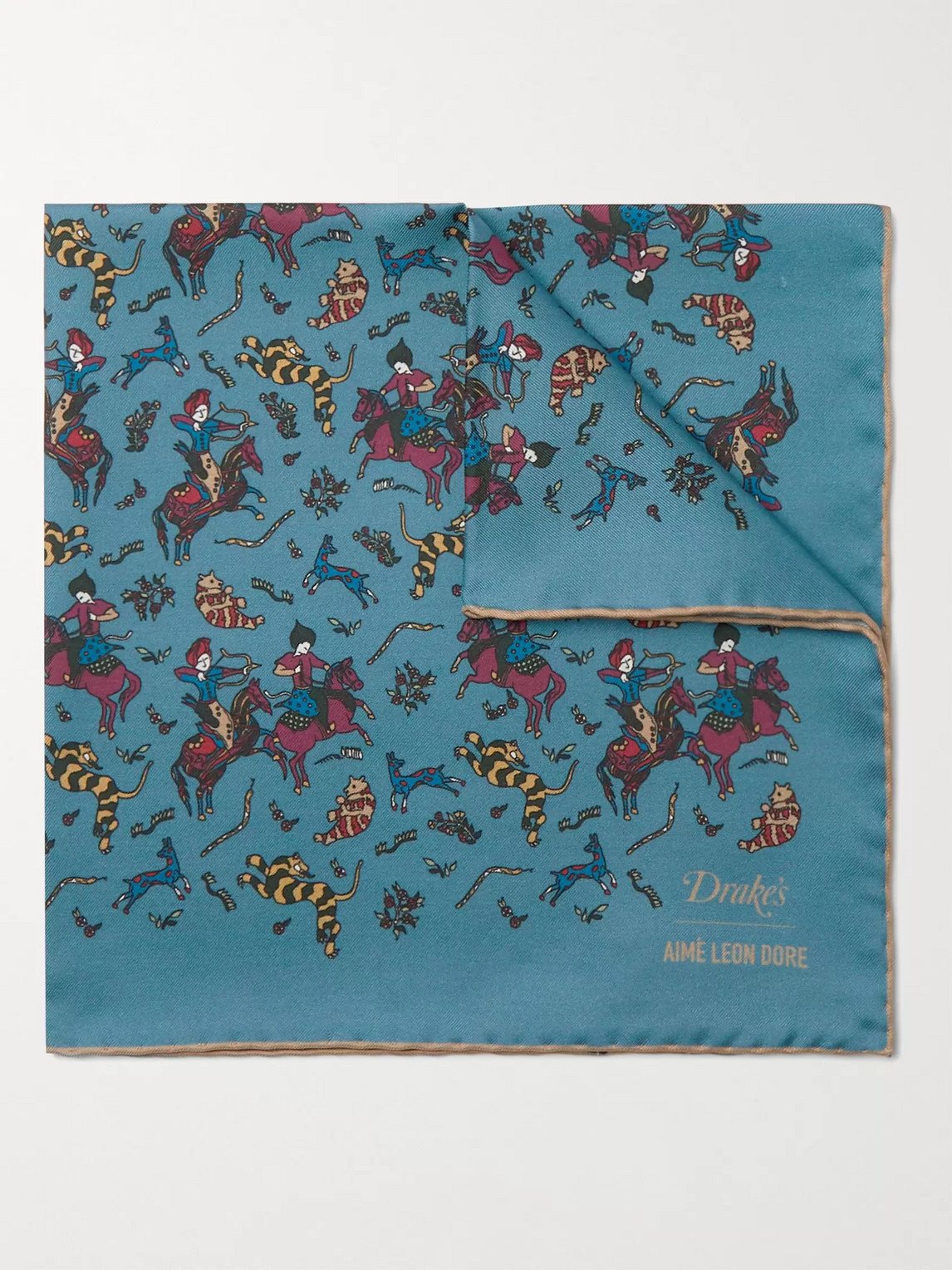 Aimé Leon Dore Drake's Printed Silk-twill Pocket Square In Blue